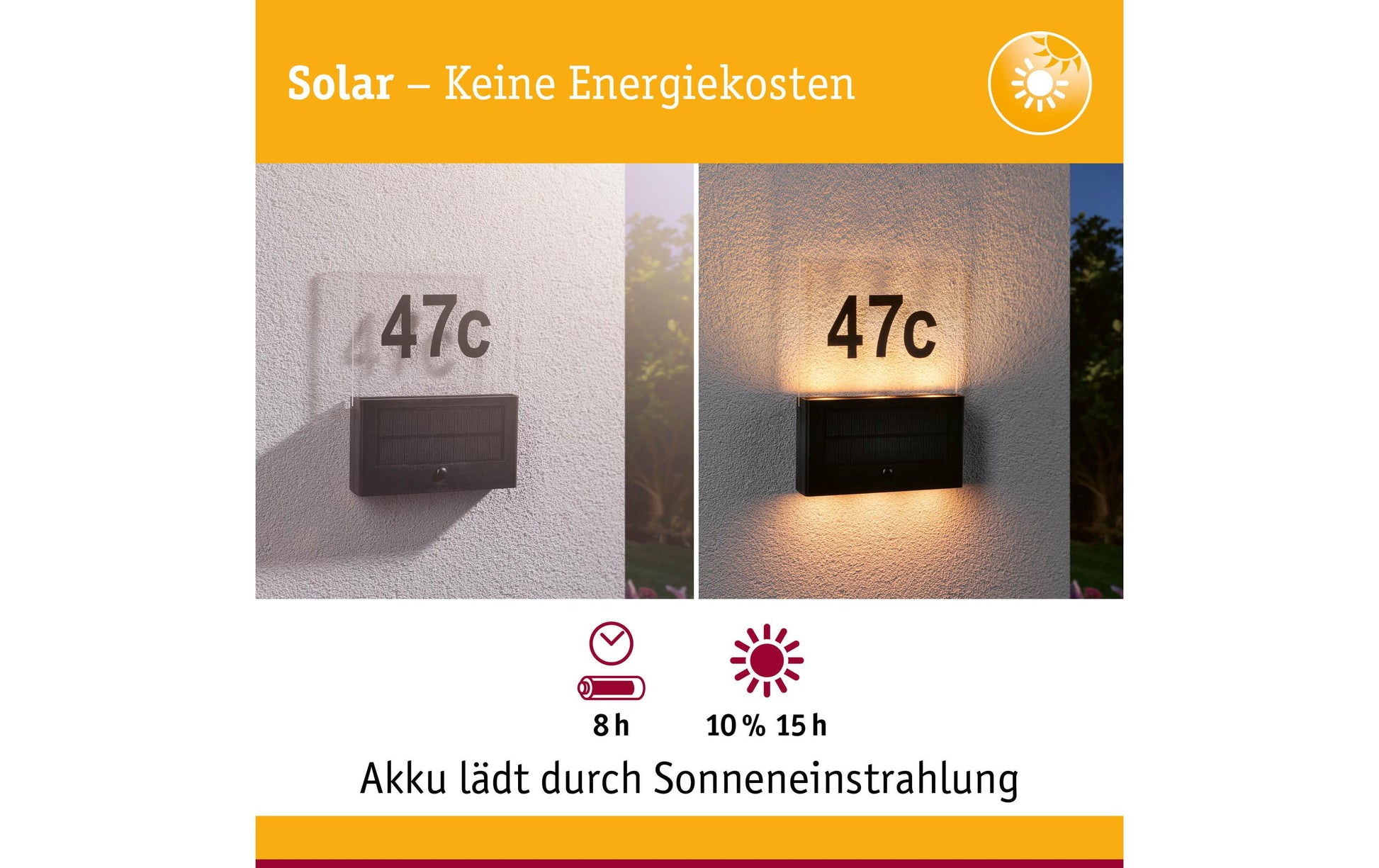 Paulmann Aussenwandleuchte – 18 lm, 1 W – Warmweiss, 2200 K – IP44 – Solarbetrieb – Anthrazit, Kunststoff