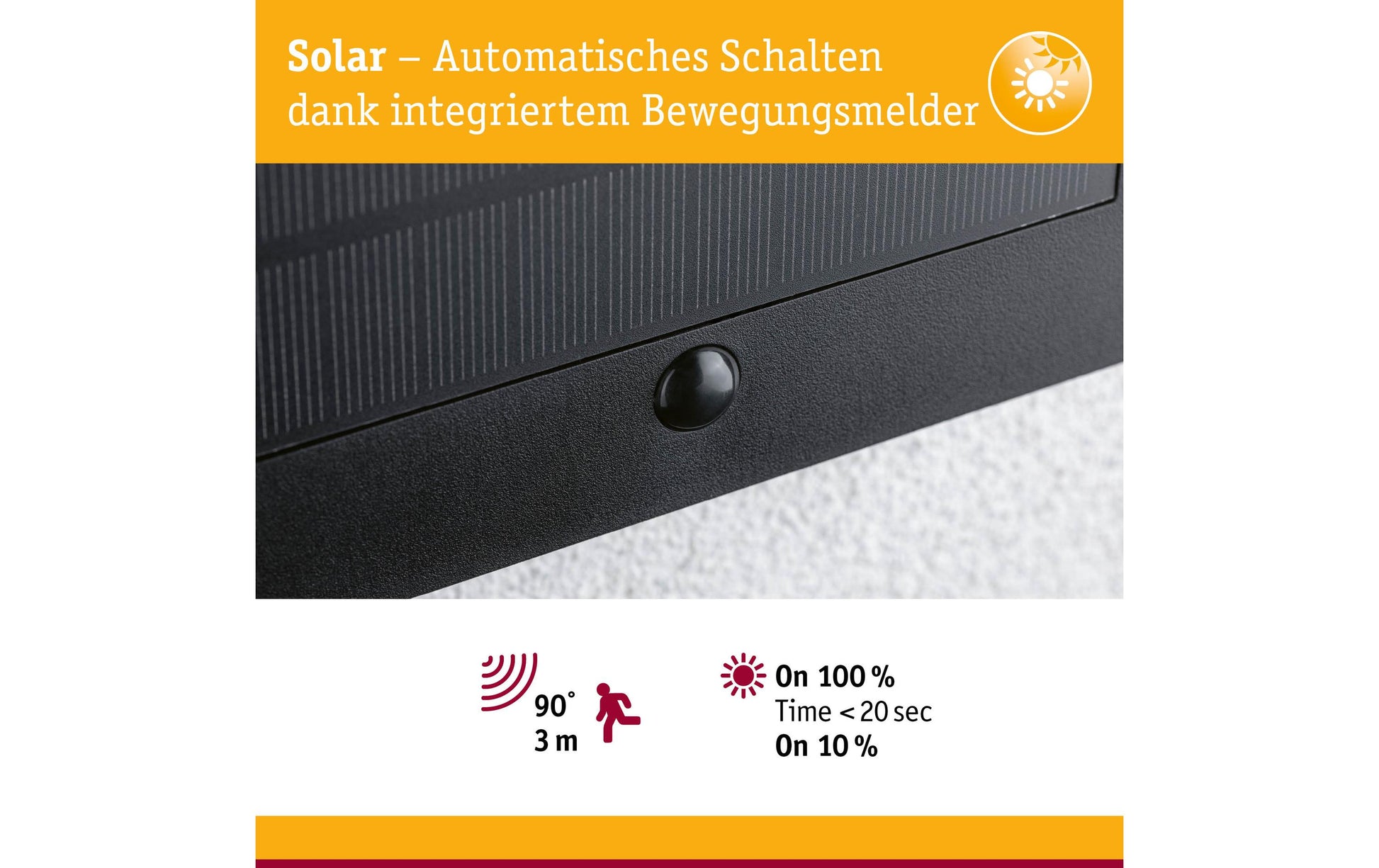 Paulmann Aussenwandleuchte – 18 lm, 1 W – Warmweiss, 2200 K – IP44 – Solarbetrieb – Anthrazit, Kunststoff