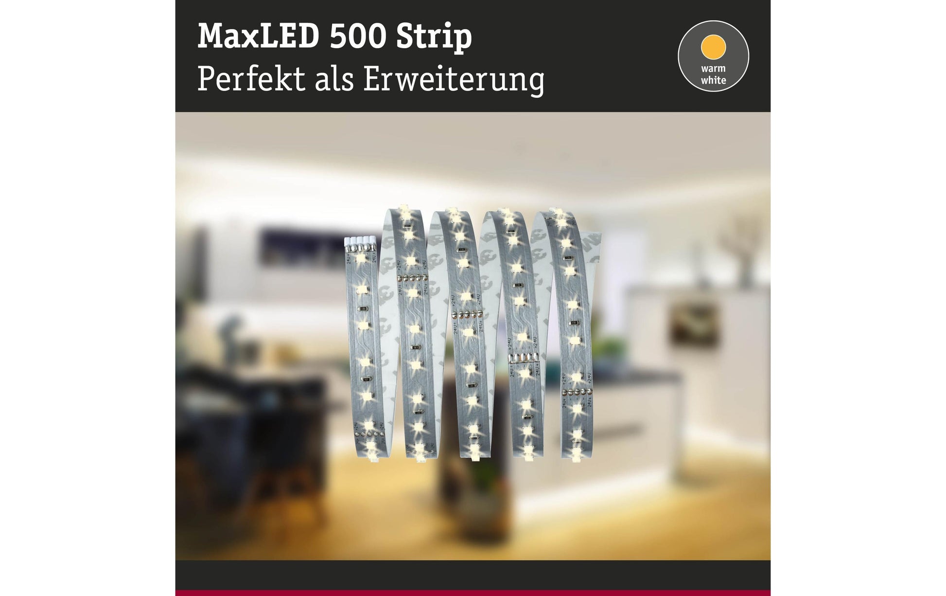 Paulmann LED-Strip MaxLED 500 – 1 m, 550 lm, 7 W, 2700 K, dimmbar, weiss