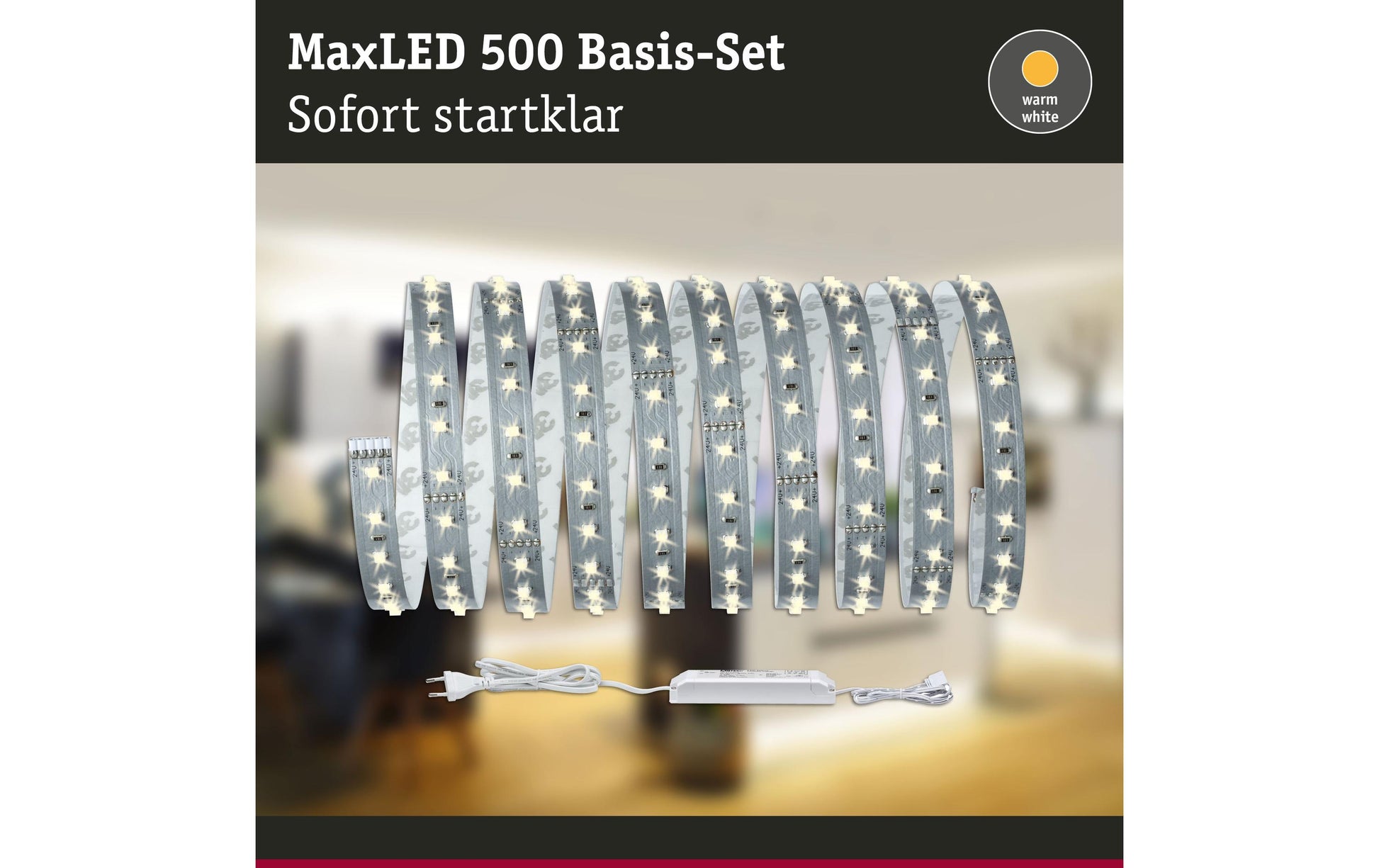 Paulmann LED-Strip MaxLED 500 – Set, 3 m, 1650 lm, 20 W, 2700 K, dimmbar, weiss, ohne Netzteil