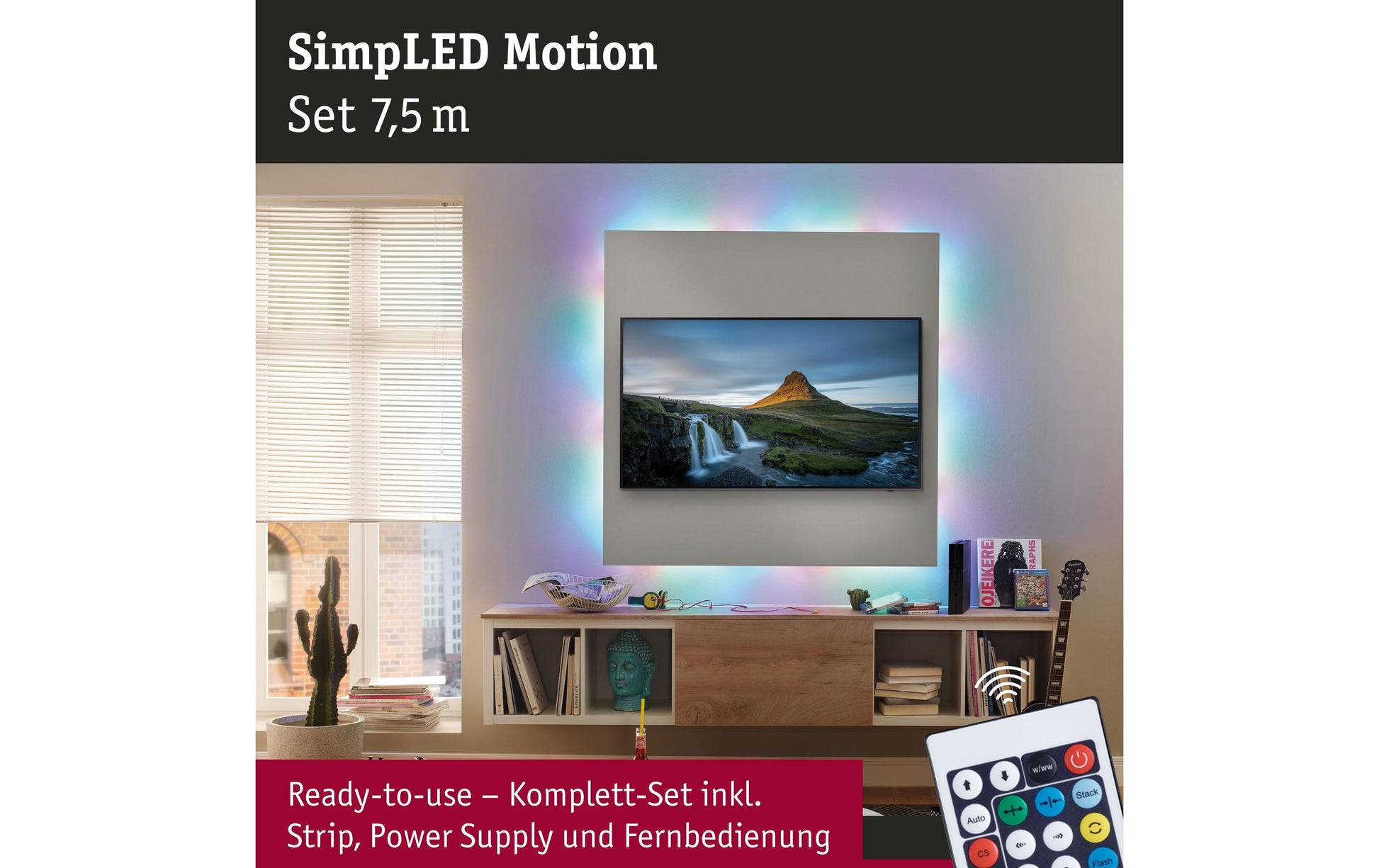 Paulmann LED-Strip – 2er Pack, 7,5 m, 494 lm, 15 W, RGB, dimmbar, weiss, Fernbedienung, inkl. Netzteil