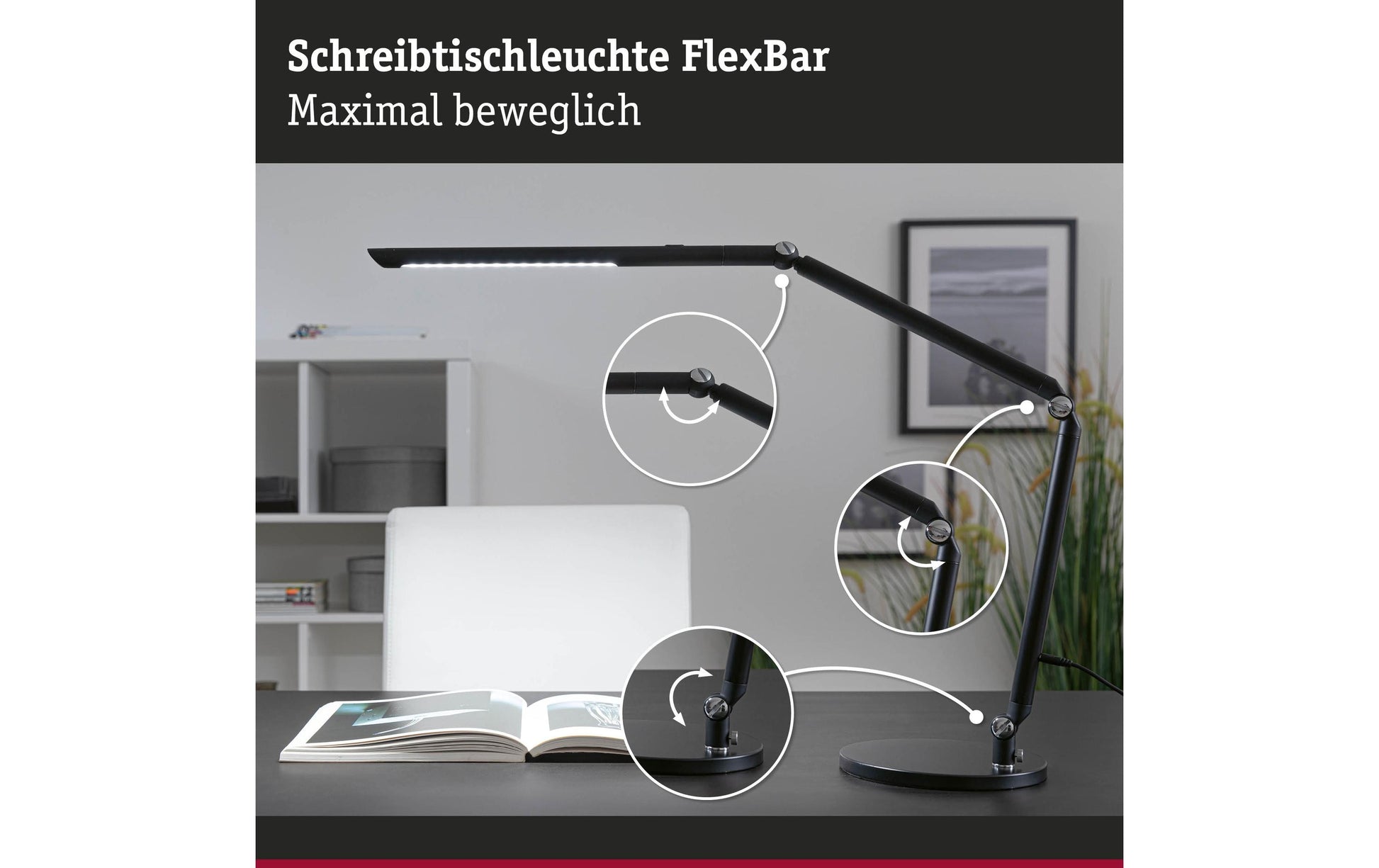 Paulmann FlexBar Tischleuchte – 700 lm, 10,6 W, 3000–6500 K, dimmbar, weiss, variable Farbtemperatur
