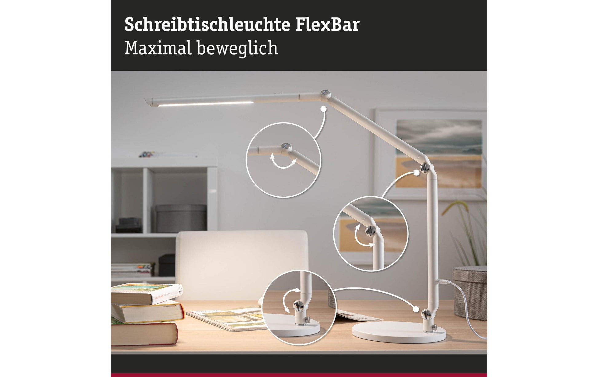 Paulmann LED Tischleuchte FlexBar – 700 lm, 10,6 W, 3000–6500 K, dimmbar, weiss