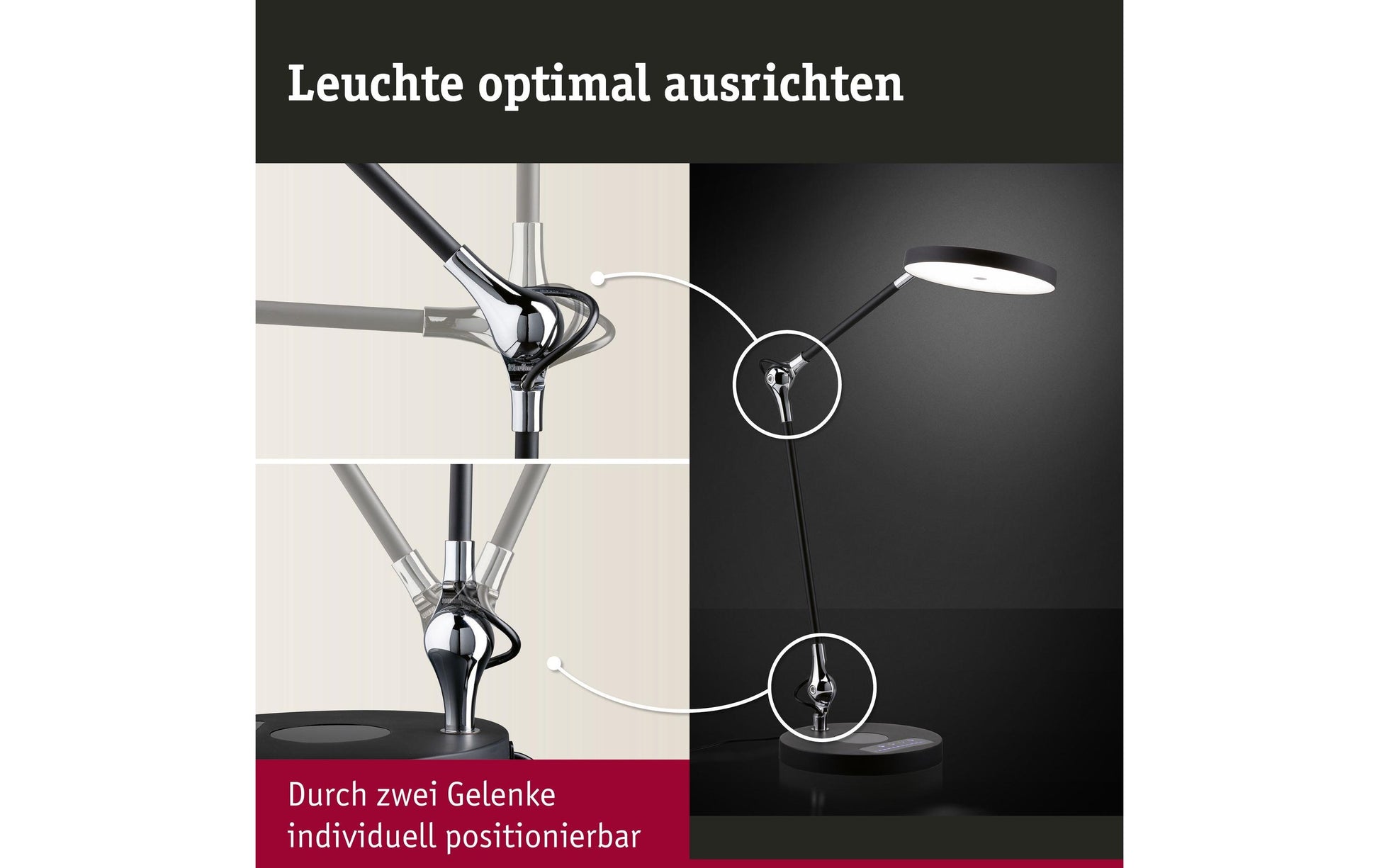 Paulmann Numis Tischleuchte – 18 × 43 × 44 cm, 1100 lm, 11 W, 2700–6500 K, dimmbar, schwarz, Touch, QI