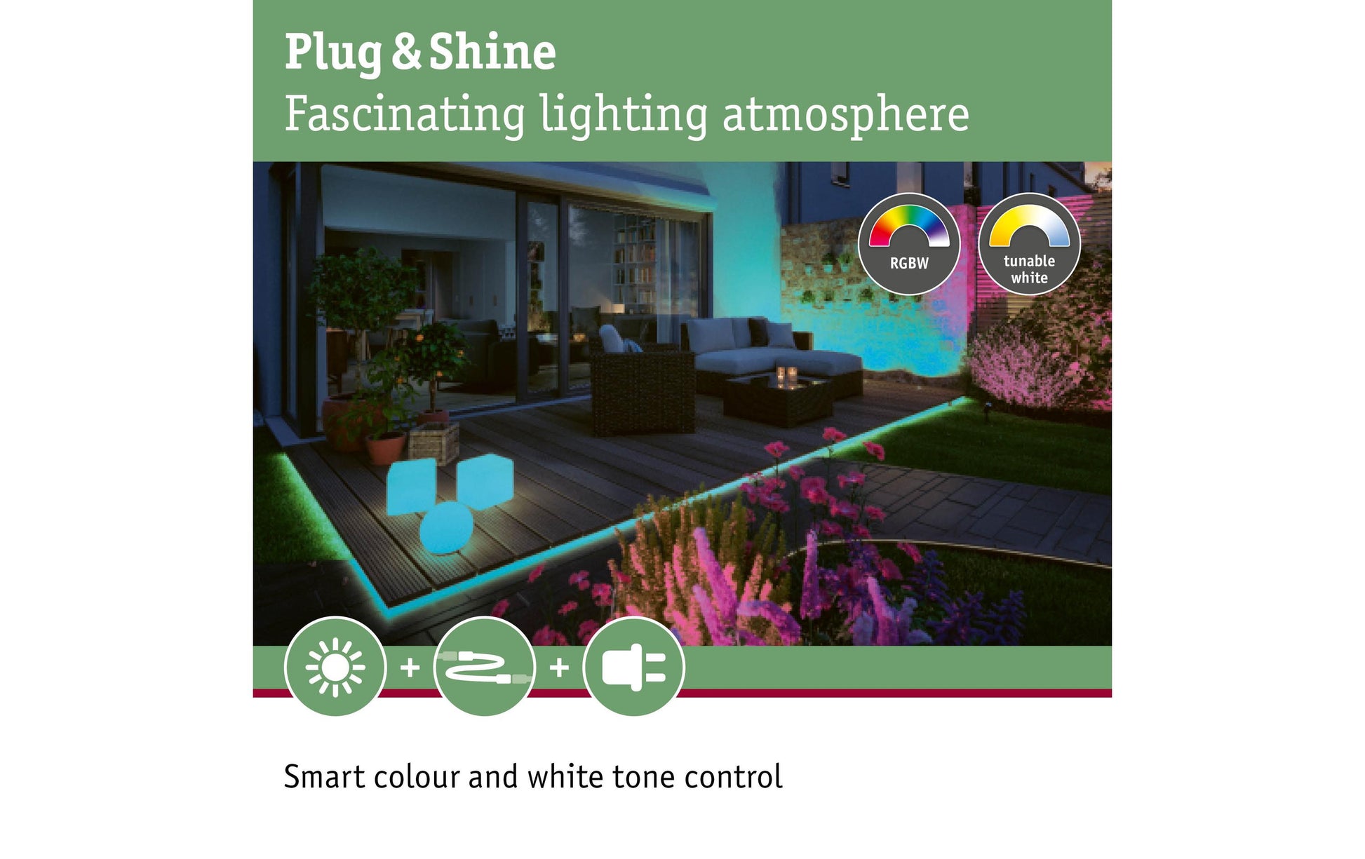 Paulmann LED-Streifen Aussen – 5200 lm, 39 W – RGBW – IP67 – Netzbetrieb, Zigbee, dimmbar – Weiss, Kunststoff