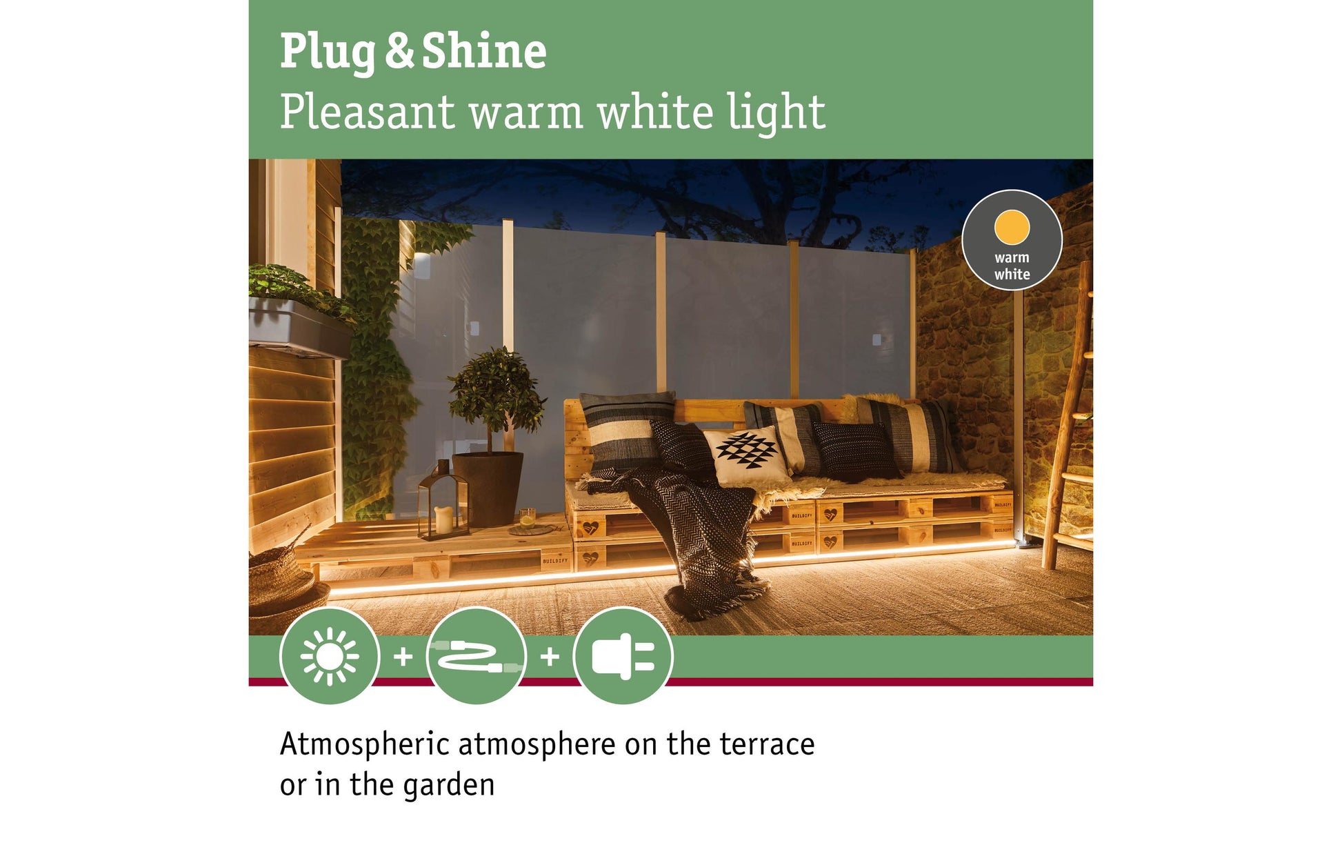 Paulmann LED-Streifen Aussen – 46 W – Warmweiss, 3000 K – IP68 – Netzbetrieb – dimmbar – Weiss – Kunststoff