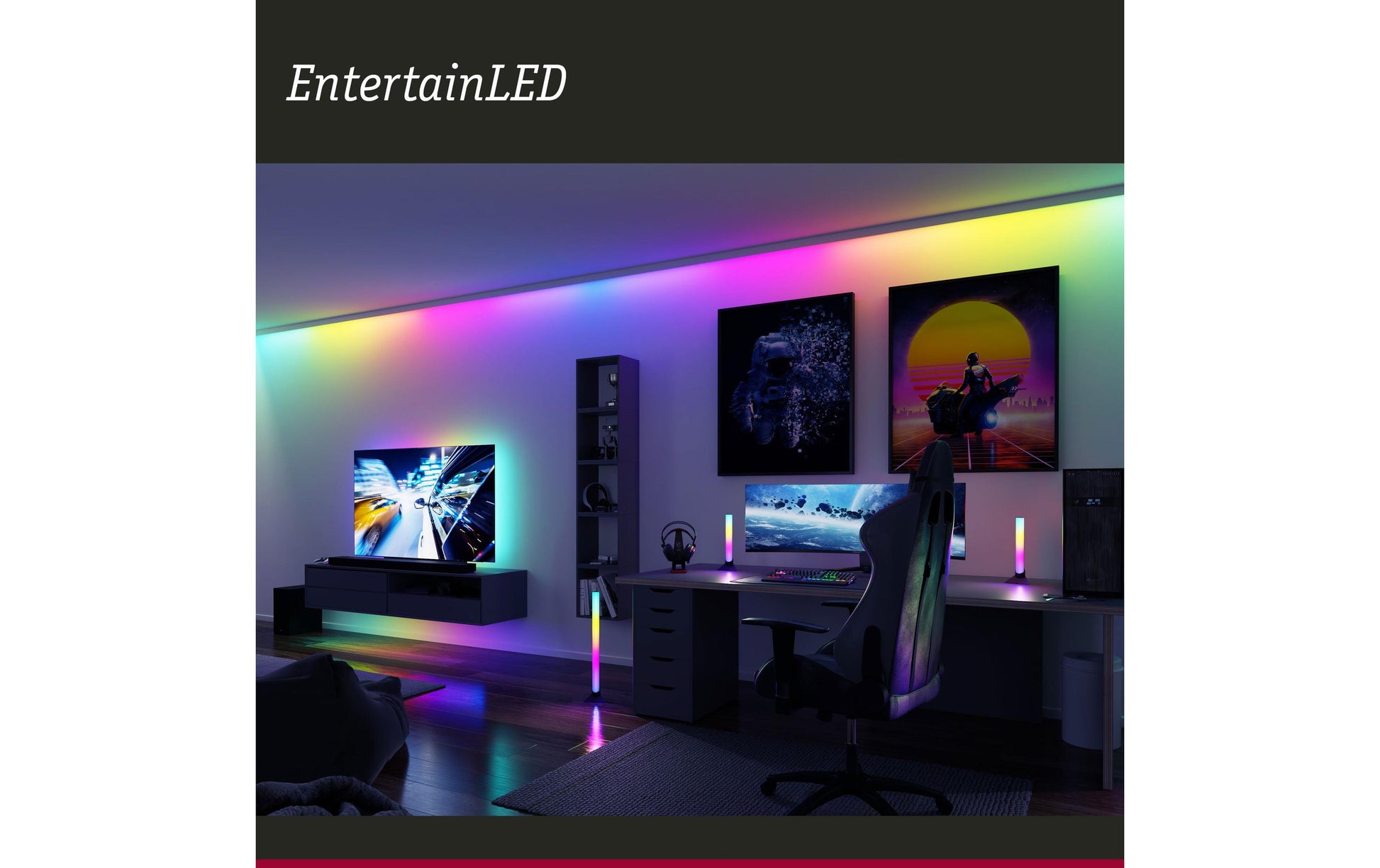 Paulmann 78880 TV-Backlight-Set – RGB, USB, dimmbar – für 55" TVs – Schwarz