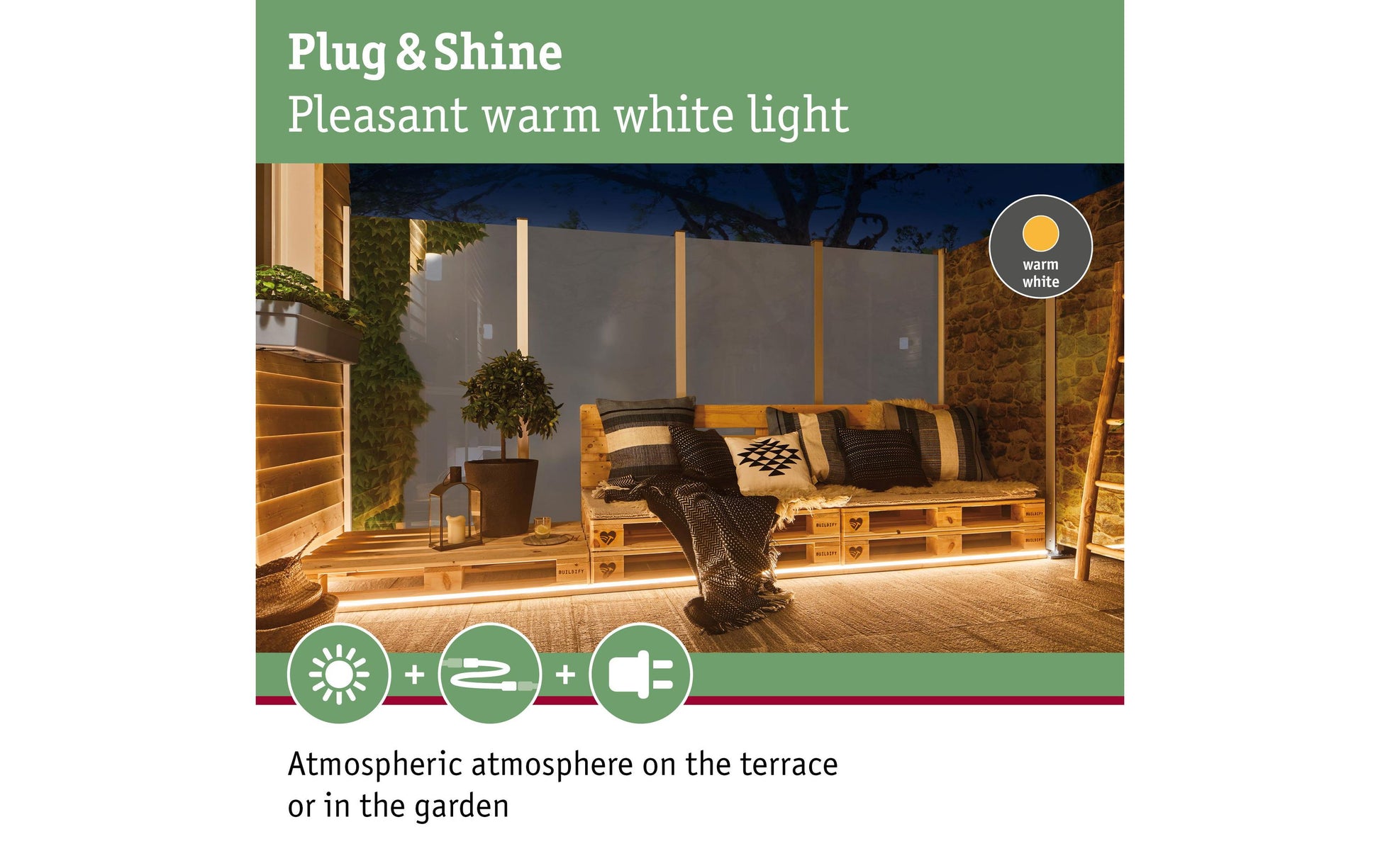 Paulmann LED-Streifen Aussen – 3250 lm, 31 W – Warmweiss, 3000 K – IP67 – Netzbetrieb – Weiss, Kunststoff