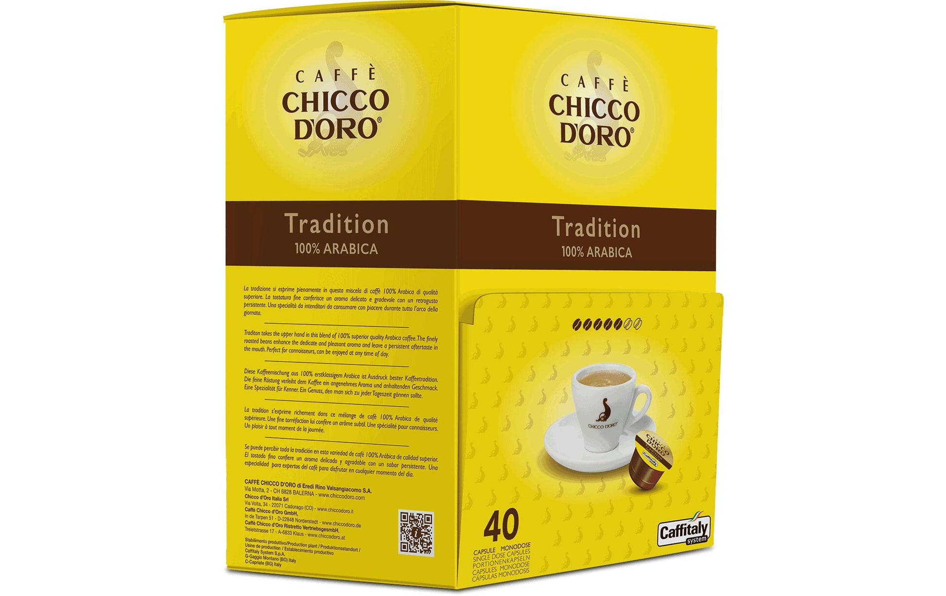 Chicco d'Oro Kaffeekapseln Tradition 100% Arabica – für Caffitaly – Intensität 4/7 – 40 Kapseln
