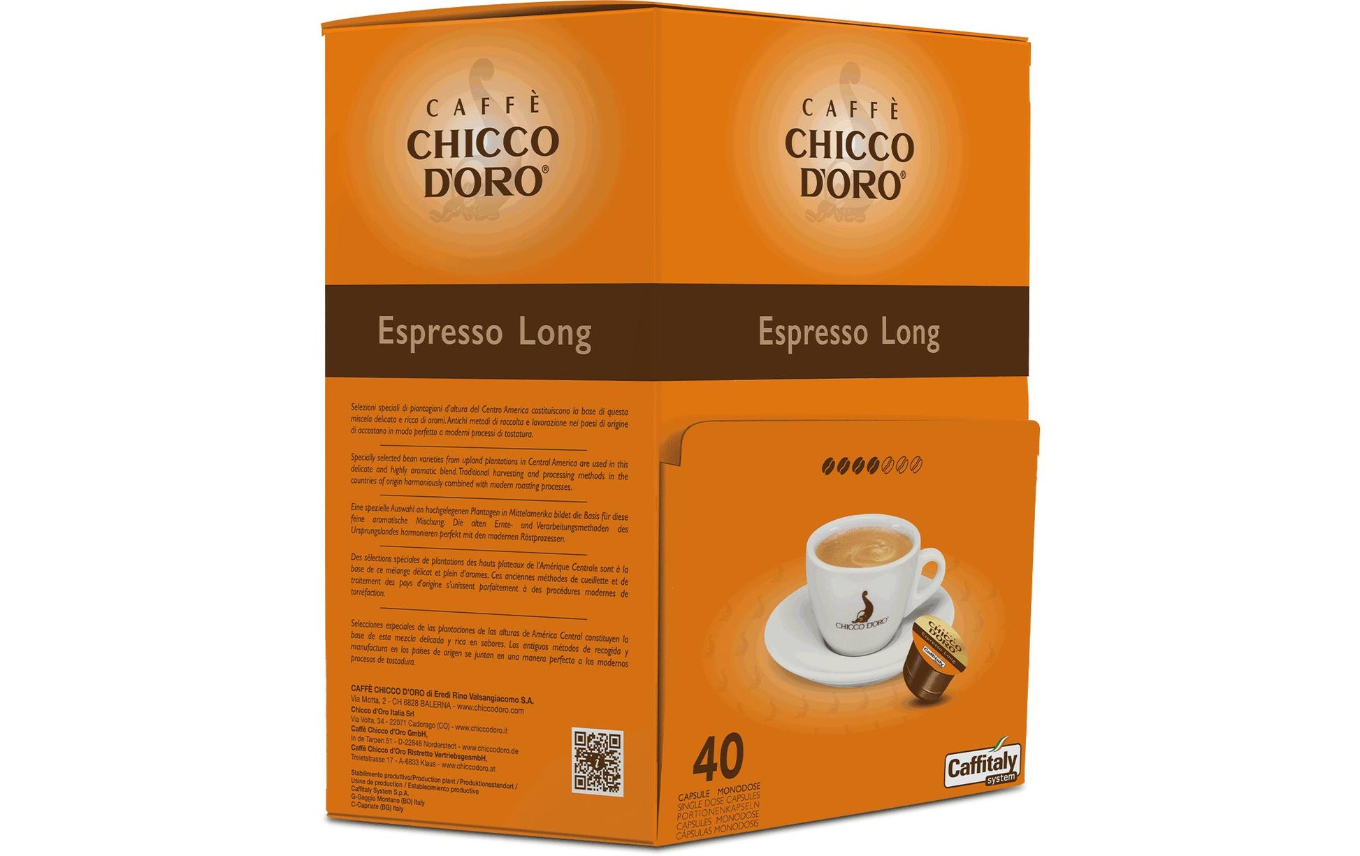 Chicco d'Oro Kaffeekapseln Espresso Long – für Caffitaly – Intensität 4/7 – 40 Kapseln