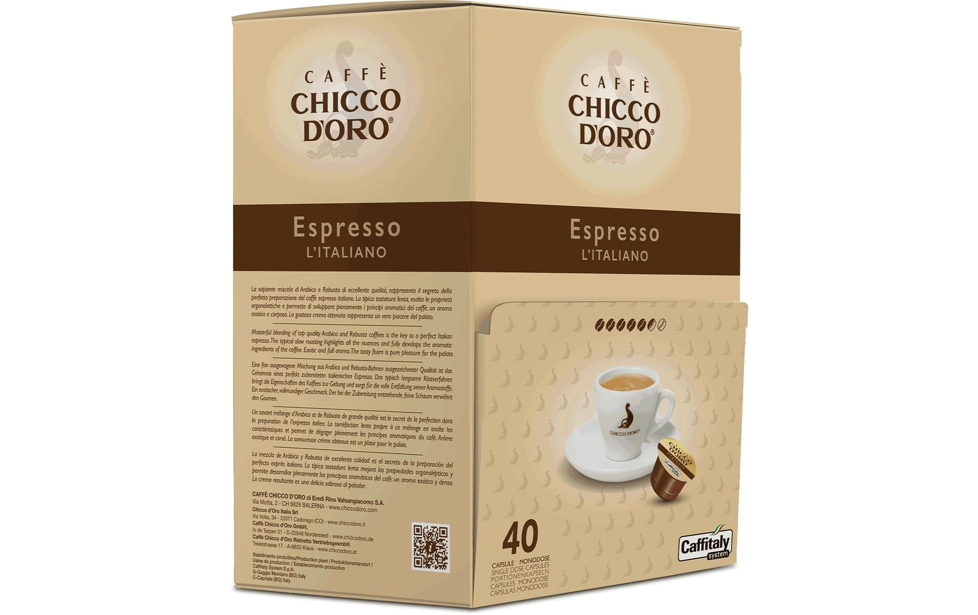 Chicco d'Oro Espresso Kaffeekapseln l'Italiano – für Caffitaly – Intensität 4.5/7 – 40 Kapseln