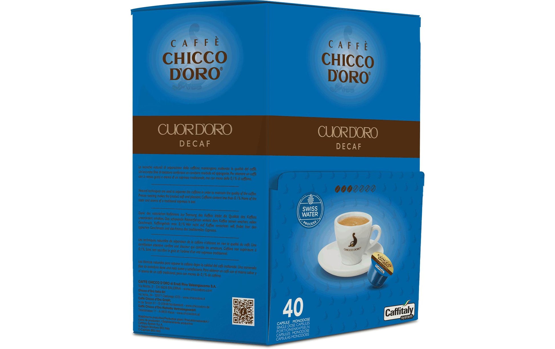 Chicco d'Oro Cuor d'Oro Decaf Kaffeekapseln – für Caffitaly – Intensität 4/7 – 40 Kapseln