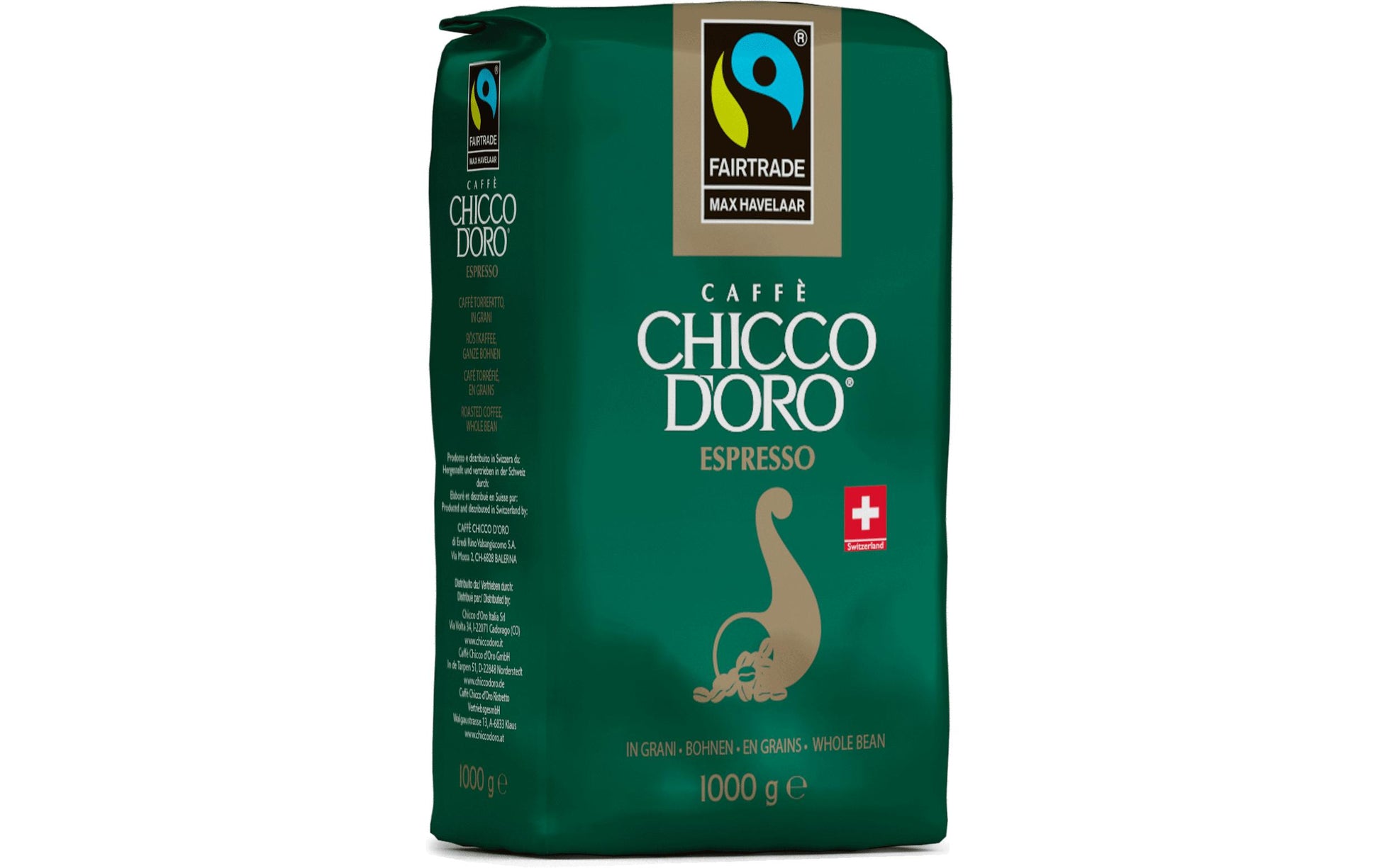Chicco d'Oro Caffè Max Havelaar – Kaffeebohnen – Espresso, Arabica/Robusta, Fairtrade, 1 kg