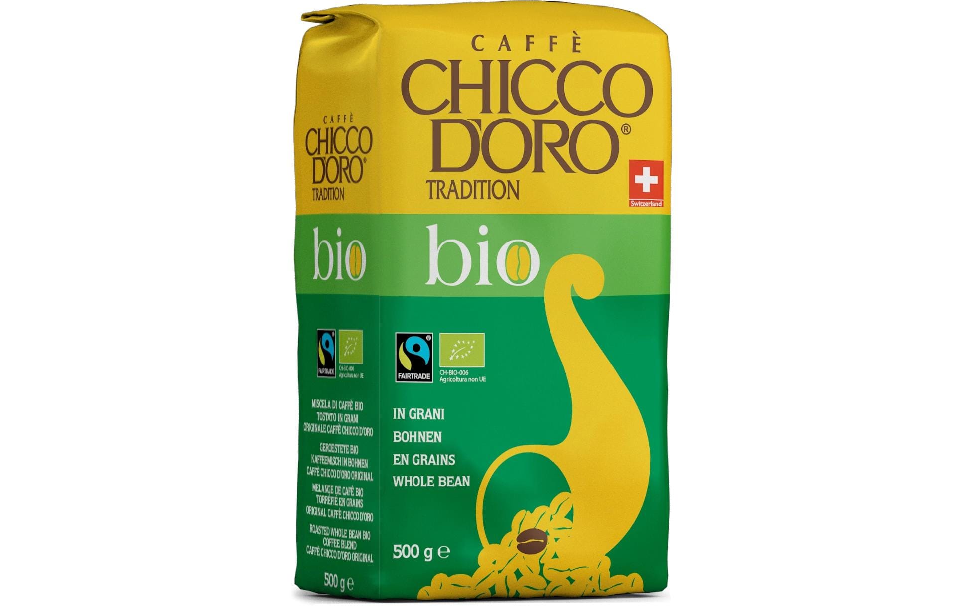 Chicco d'Oro Kaffeebohnen – Café Crème, Bio, Arabica/Robusta, Fairtrade, 500 g