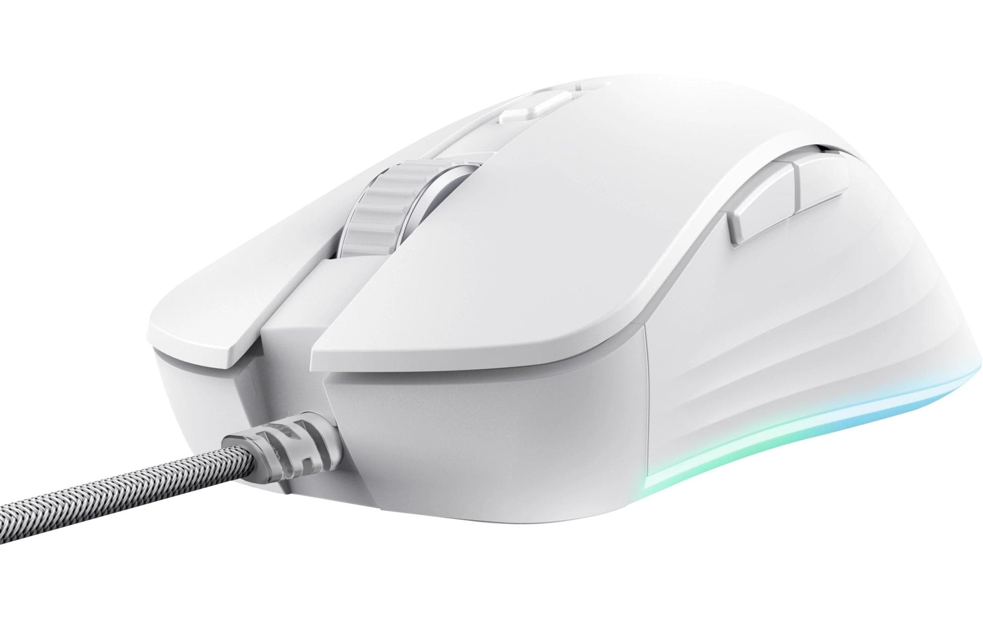 Trust GXT 924W YBAR+ Gaming-Maus – kabelgebunden, 1'000 Hz, 6 Tasten, für Rechtshänder, RGB-Beleuchtung, weiss