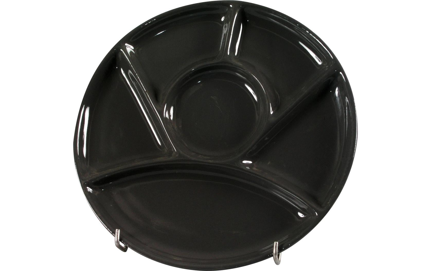 Nouvel Fleischfondue-Teller – 6er Set, Ø 23 cm, Keramik, Schwarz, spülmaschinenfest