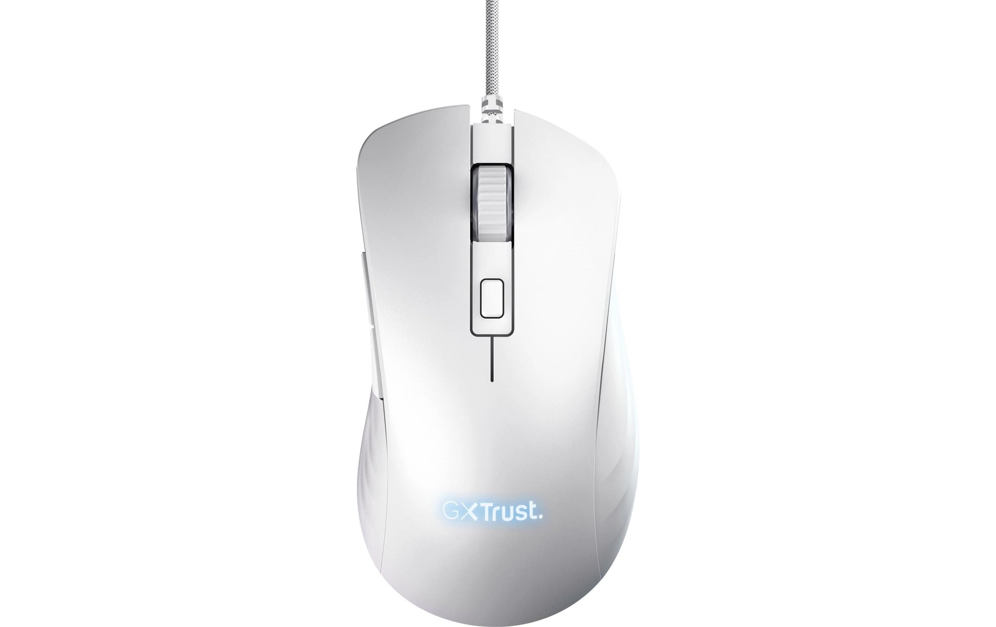 Trust GXT 924W YBAR+ Gaming-Maus – kabelgebunden, 1'000 Hz, 6 Tasten, für Rechtshänder, RGB-Beleuchtung, weiss