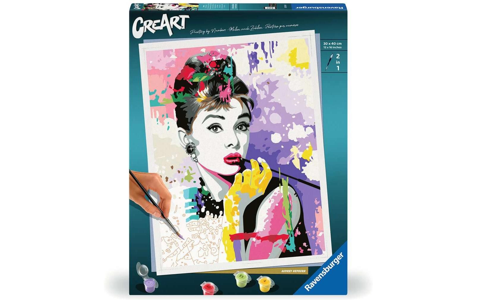 Ravensburger CreArt – Malen-nach-Zahlen-Set – Audrey Hepburn – 30 × 40 cm – ab 14 Jahren