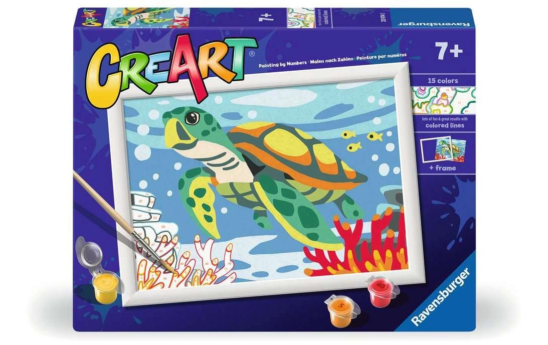 Ravensburger CreArt – Malen-nach-Zahlen-Set – Meeresschildkröte – 15 Farben – ab 9 Jahren