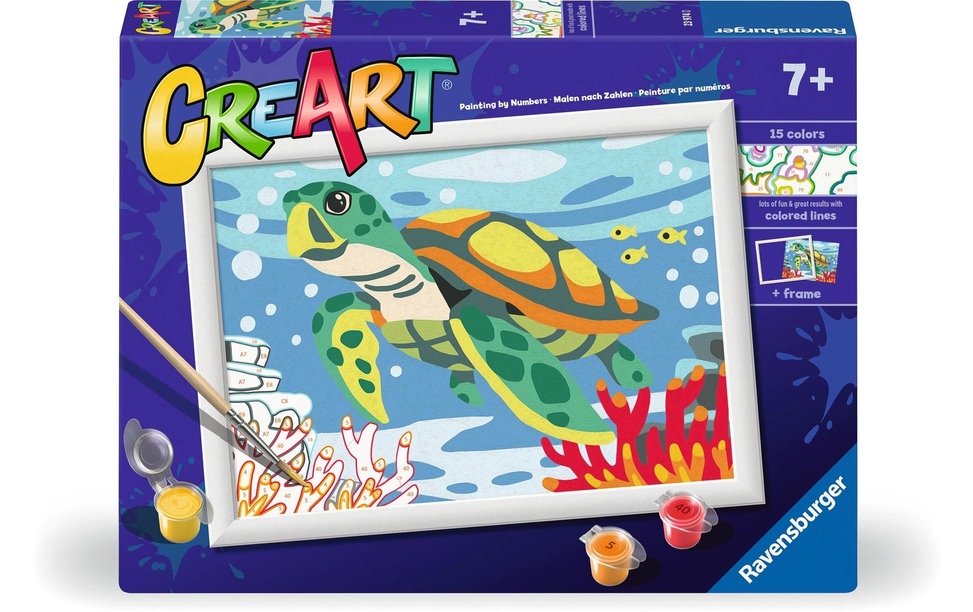 Ravensburger CreArt – Malen-nach-Zahlen-Set – Meeresschildkröte – 15 Farben – ab 9 Jahren