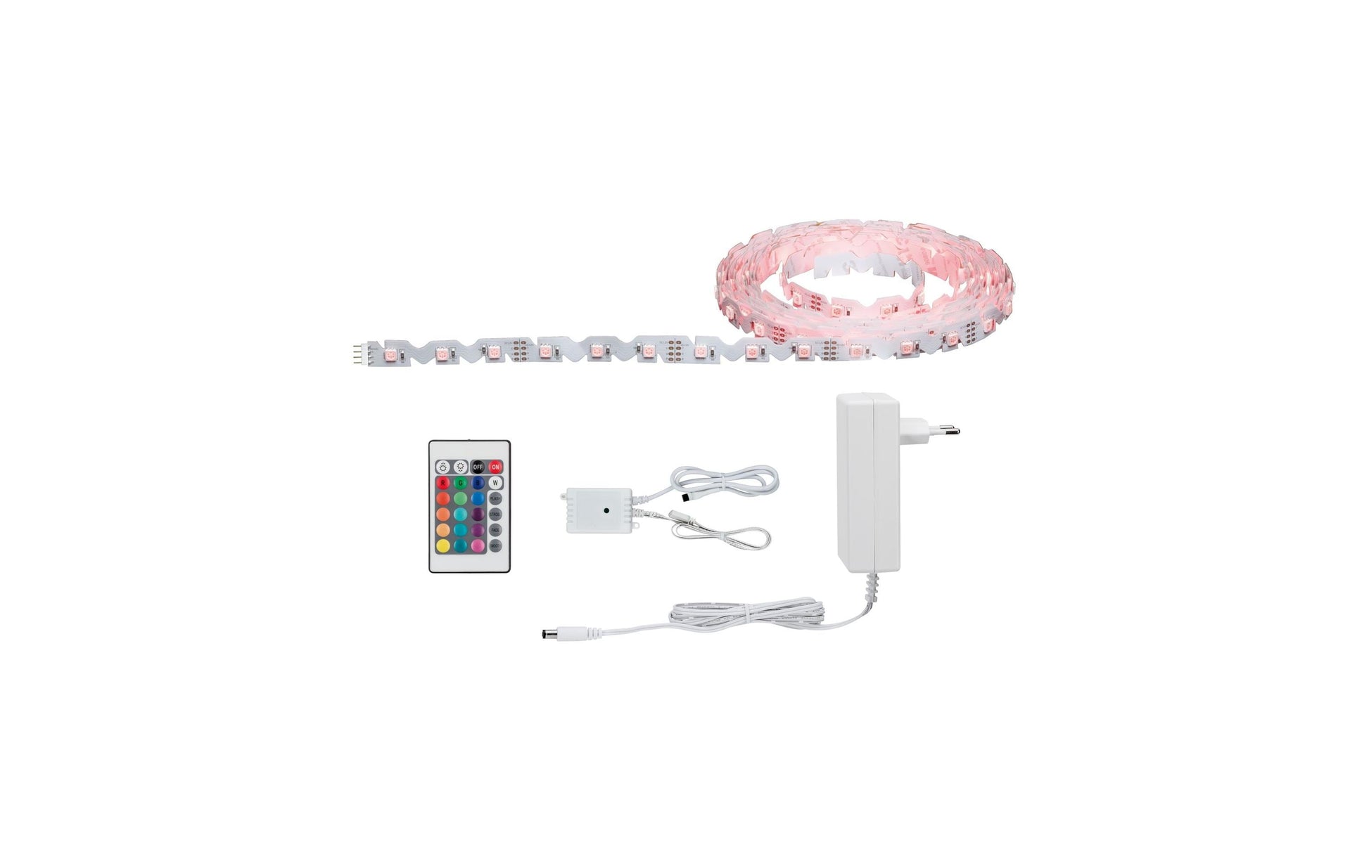 Paulmann LED-Strip FlexLED RGB 3D – 5 m, RGB, 26 W, dimmbar, weiss, Fernbedienung, inkl. Netzteil