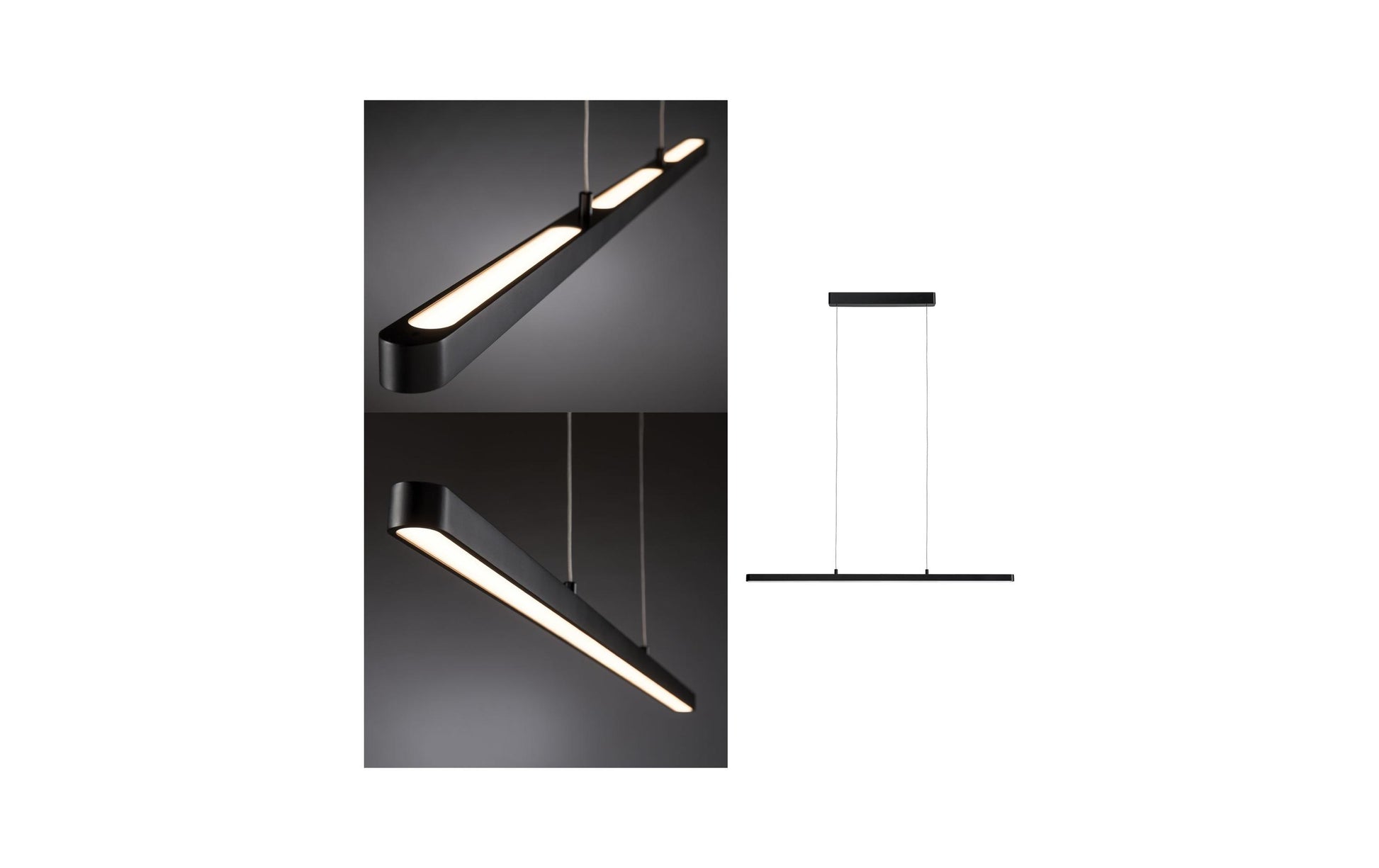 Paulmann Deckenleuchte Lento – 100 × 3,5 cm, 1800 lm, 42 W, 2700 K, dimmbar, schwarz, Pendellänge 150 cm