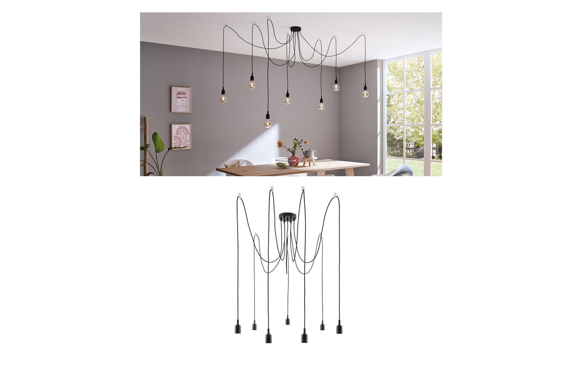 Paulmann Pendel Neordic Ketil – Ø 15 × 20 cm, 140 W, dimmbar, schwarz, 7× E27