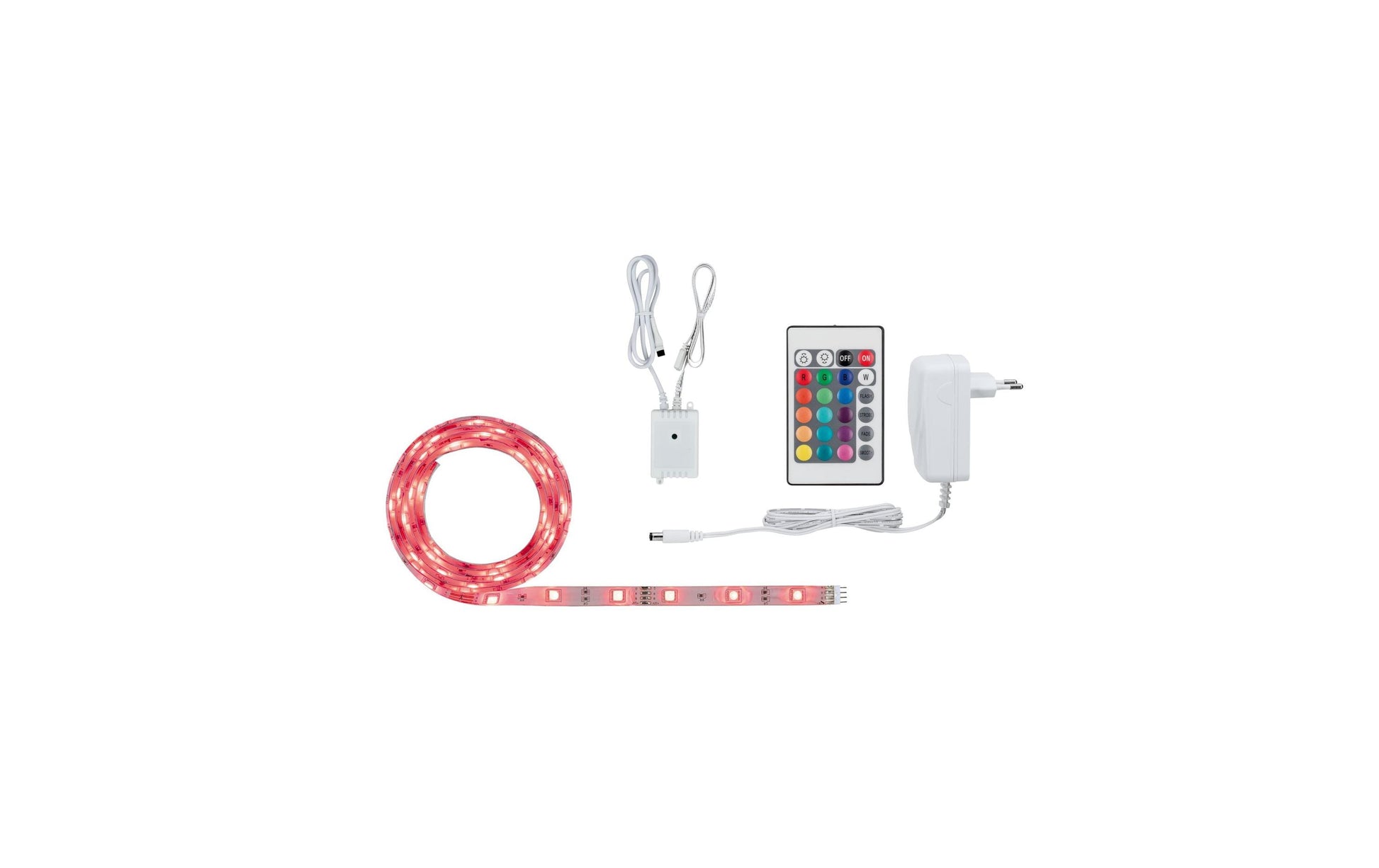 Paulmann LED-Strip – Komplettset, 1,5 m, 168 lm, 12,5 W, RGB, dimmbar, weiss, Netzteil, Fernbedienung