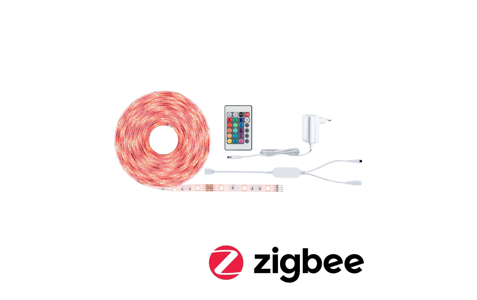Paulmann LED-Strip SimpLED – Komplettset, 5 m, 450 lm, 20 W, RGB, dimmbar, ZigBee 3.0, weiss, Fernbedienung
