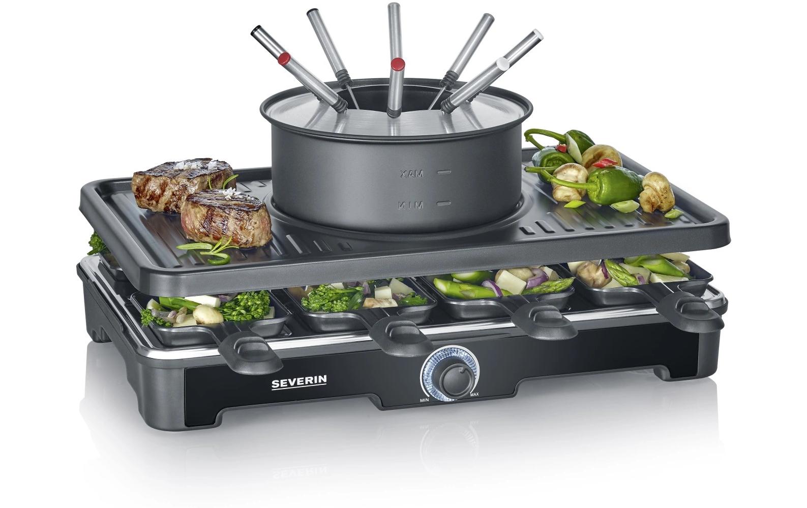 Severin Raclette RG 2347 – 8 Personen, Keramik-Grillplatte, 1400 W – schwarz