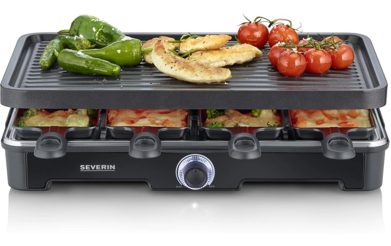 Severin Raclette RG 9670 – 8 Personen, 1400 W, Keramik-Grillplatte – schwarz