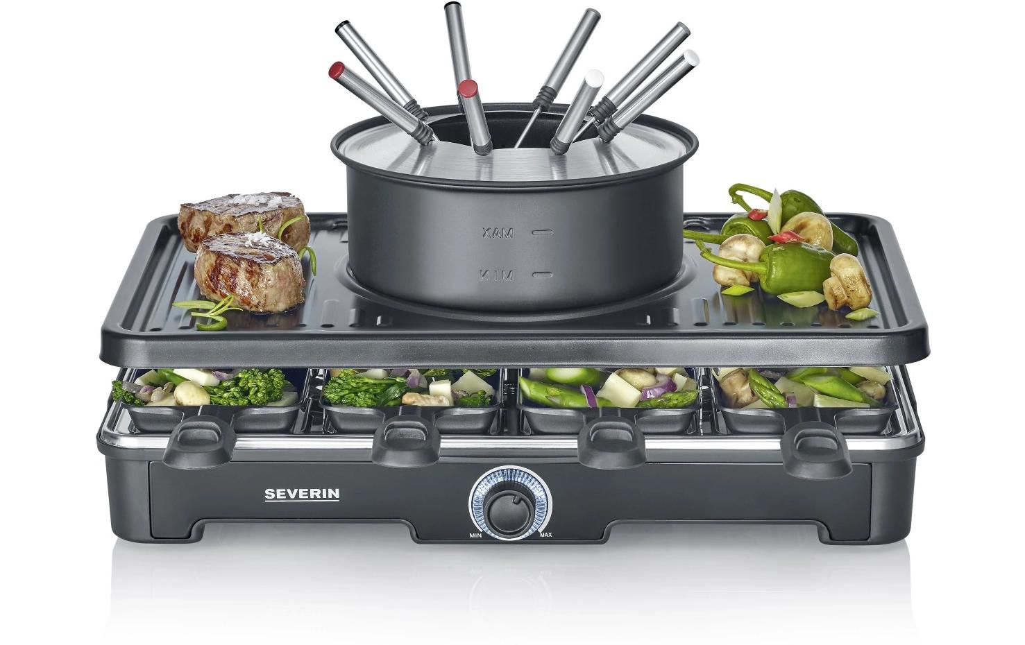 Severin Raclette RG 2347 – 8 Personen, Keramik-Grillplatte, 1400 W – schwarz