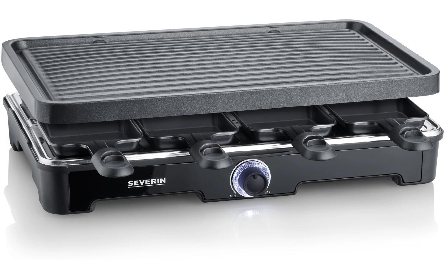 Severin Raclette RG 9670 – 8 Personen, 1400 W, Keramik-Grillplatte – schwarz