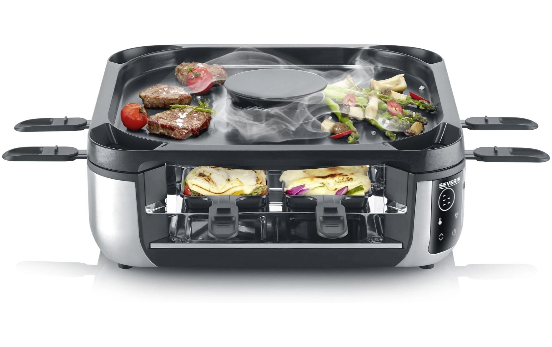 Severin Raclette-Grill RG 2379 – 8 Personen, Keramikbeschichtet, 1900 W – Schwarz/Silber