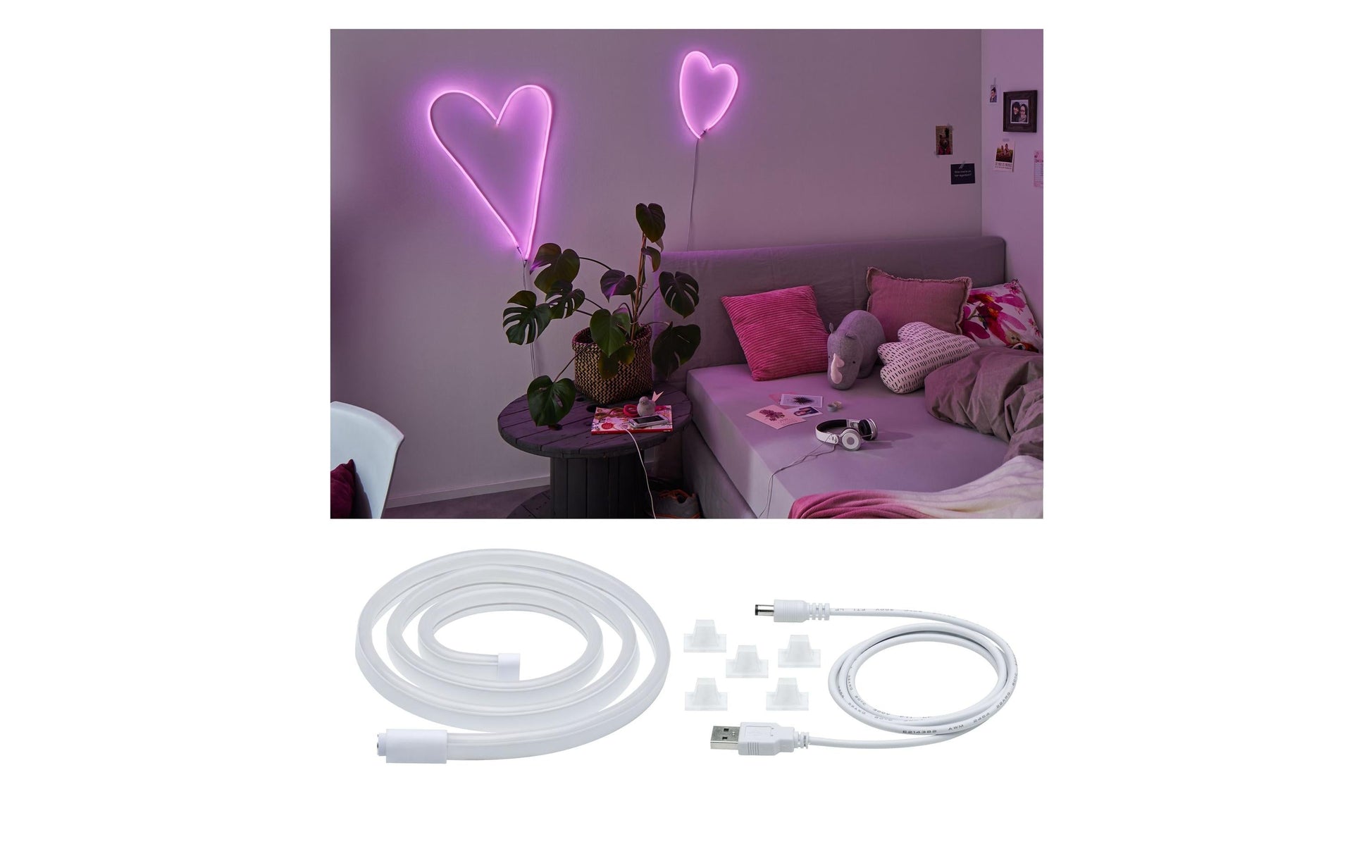 Paulmann LED-Strip – 1 m, 10 lm, 4,5 W, pink, weiss, USB