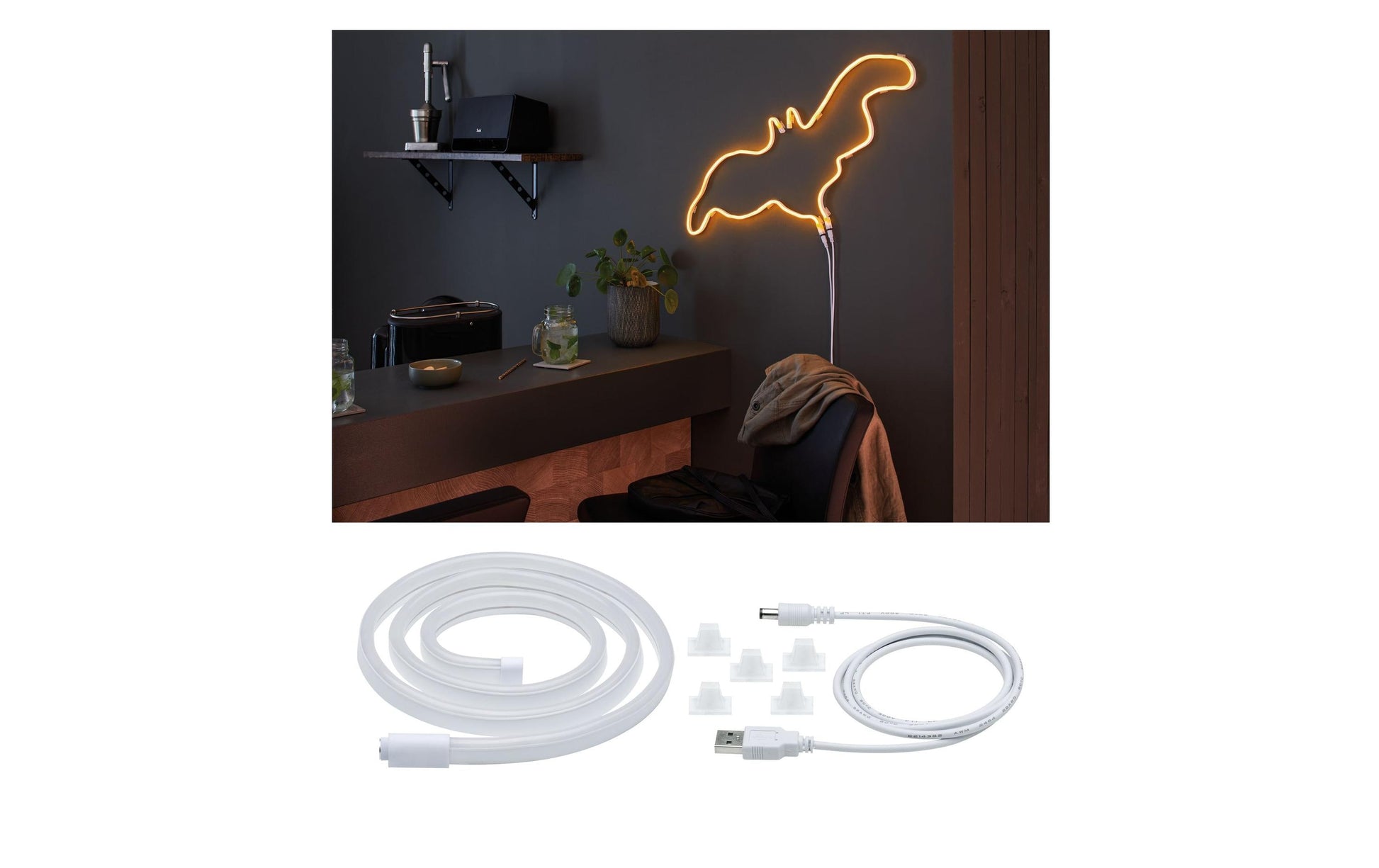 Paulmann LED-Strip Neon Colorflex – 1 m, orange, 4,5 W, USB, weiss
