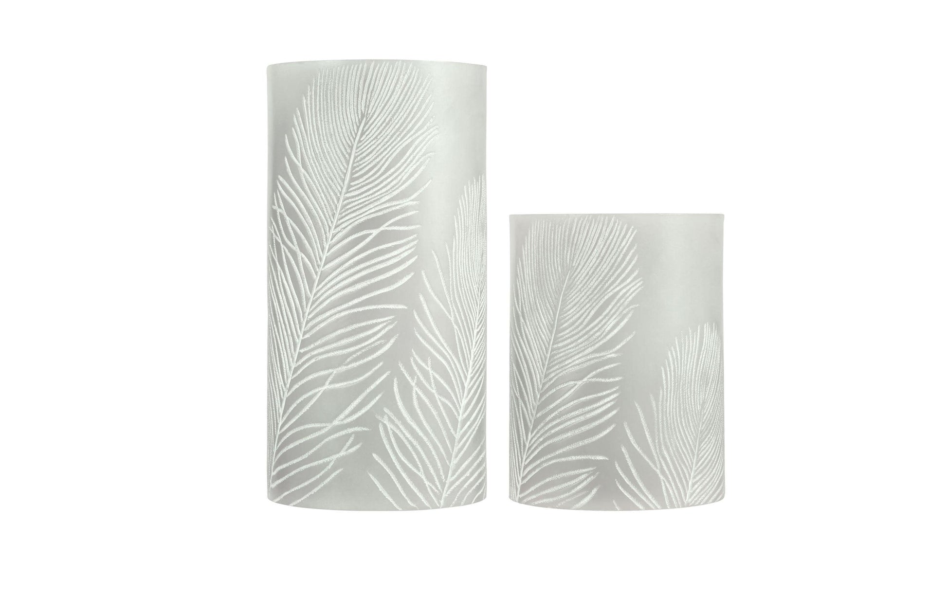 Pauleen LED-Wachskerze Cosy Feather – 2er Pack, Warmweiss, Timer, Flackernd, Grau/Weiss
