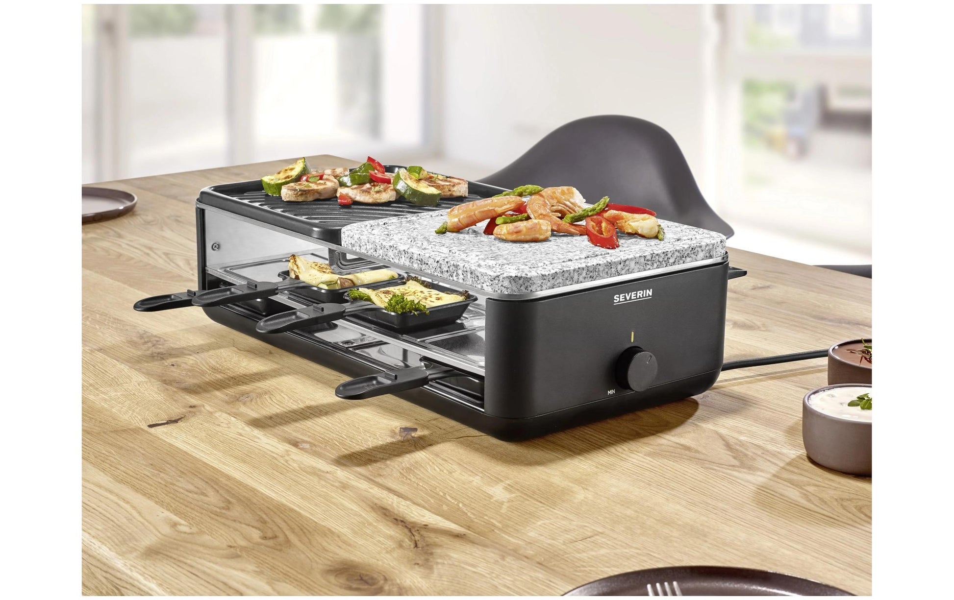 Severin Raclette-Grill RG 2366 – 8 Personen, Naturstein, 1300 W – schwarz