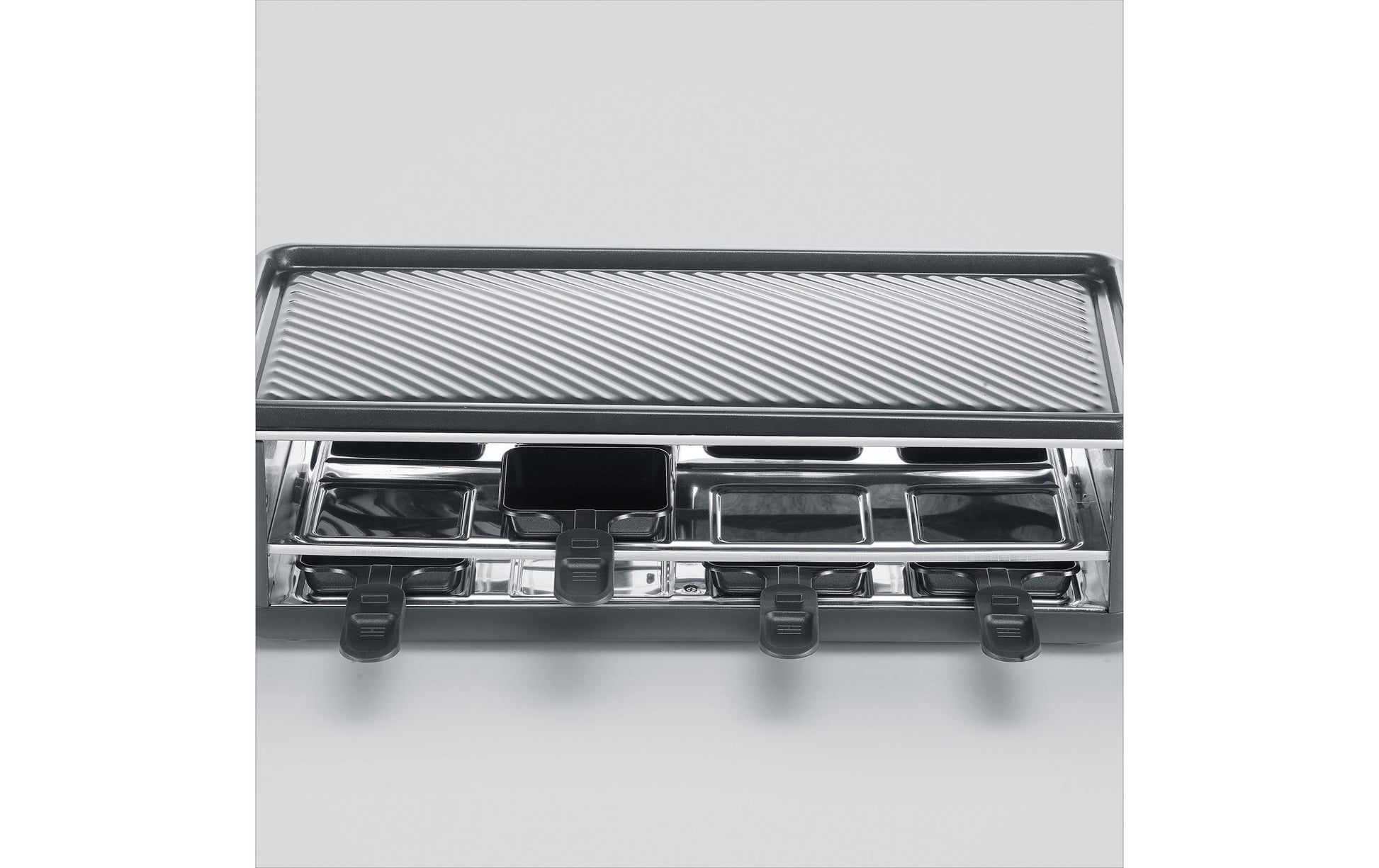 Severin Raclette-Grill RG 2365 – 8 Personen, 1300 W, 8 Pfännchen, Keramik-Grillplatte – schwarz