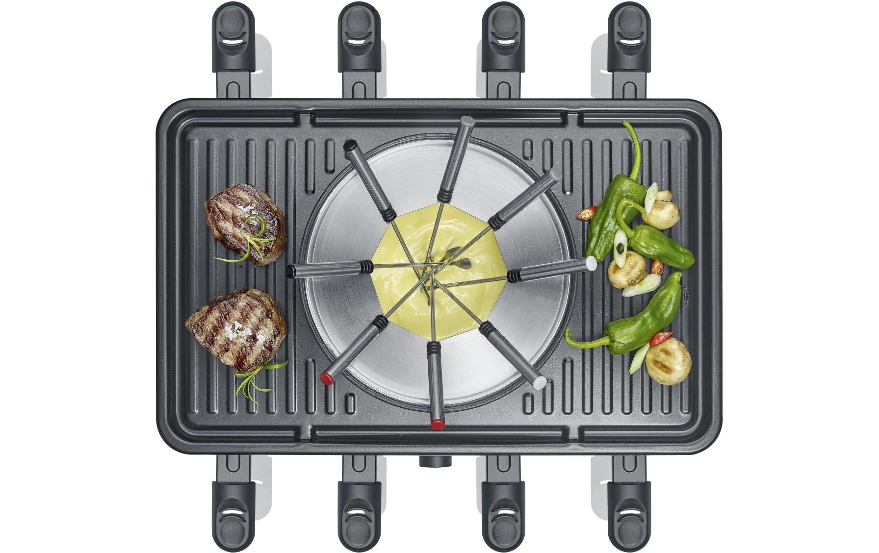 Severin Raclette RG 2347 – 8 Personen, Keramik-Grillplatte, 1400 W – schwarz