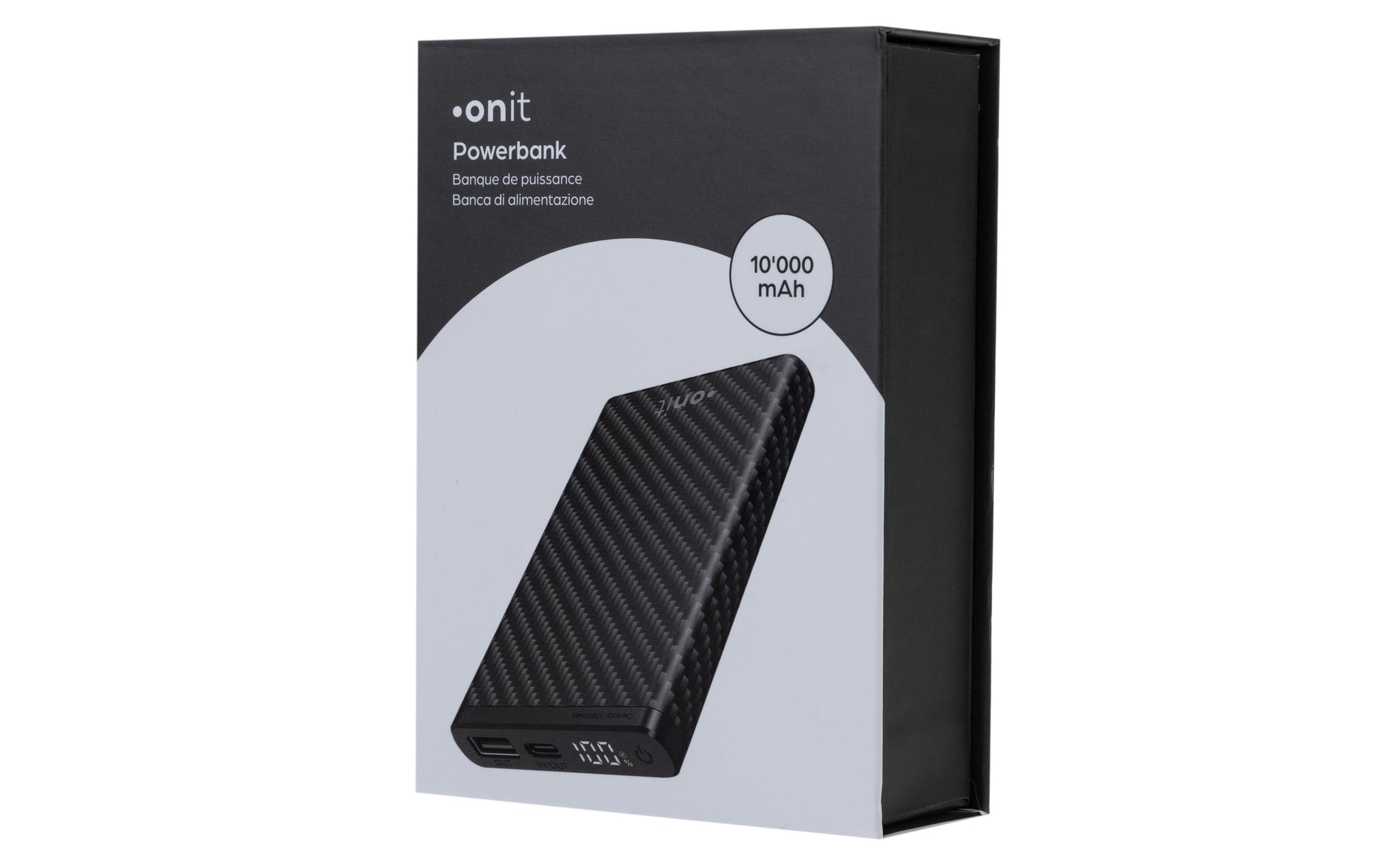 ONIT Powerbank 10000 mAh, PD 22,5 W, 2× USB-C, Durchgangsladung, für Smartphones, Tablets, Schwarz