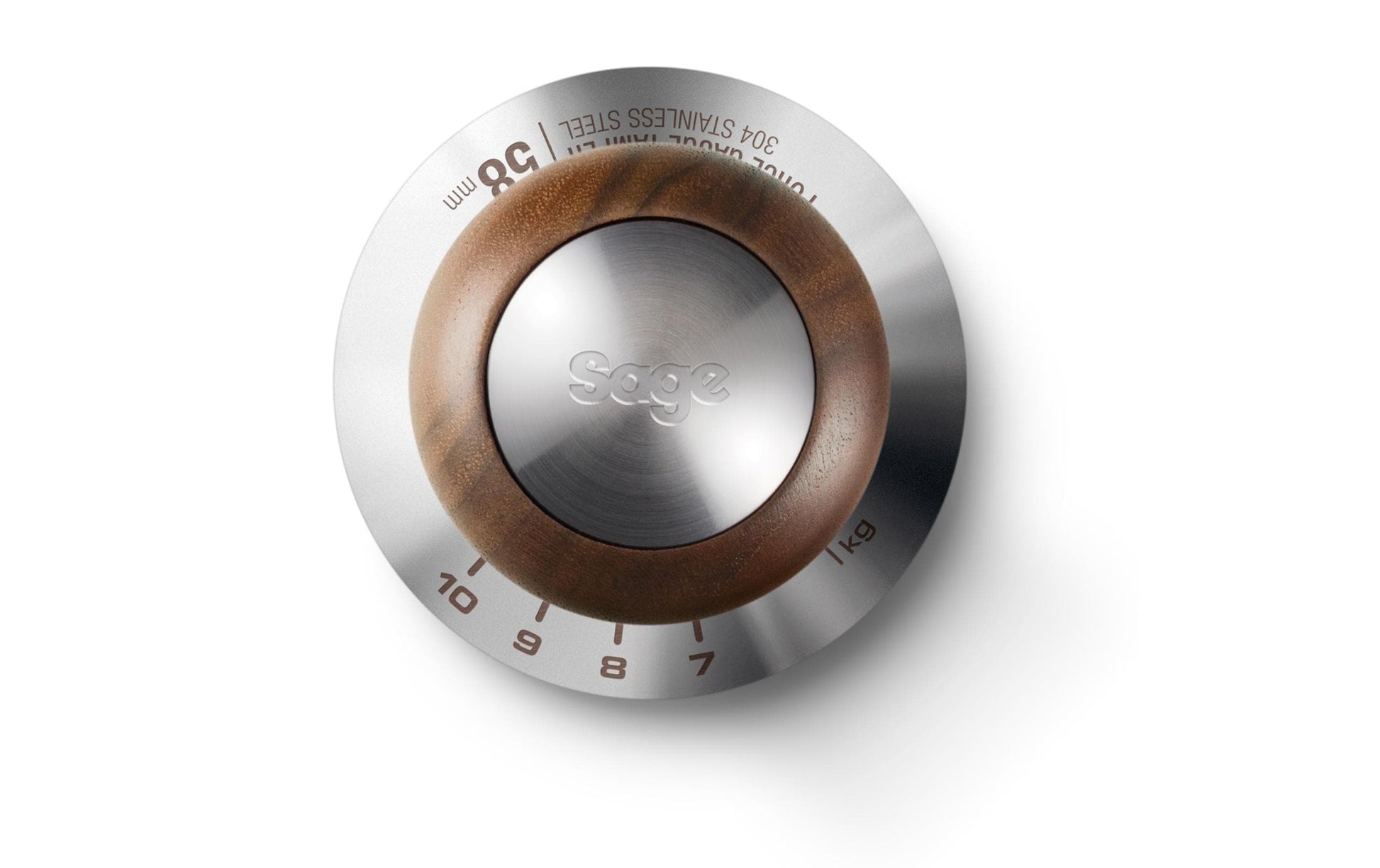 Sage Stampfer Force Gauge Tamper 58 – Ø 5,8 cm, Walnussholz/Edelstahl, für 58 mm Siebträger