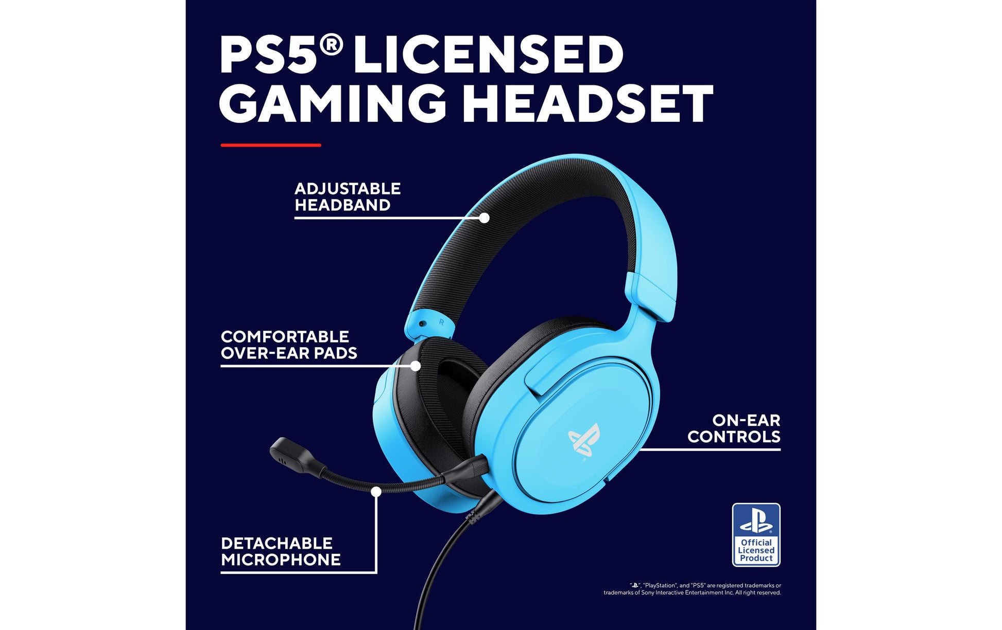 Trust GXT498B Forta Gaming-Headset – Over-Ear, Stereo, 3,5 mm Klinke, für PS5, PS4 und andere, Blau
