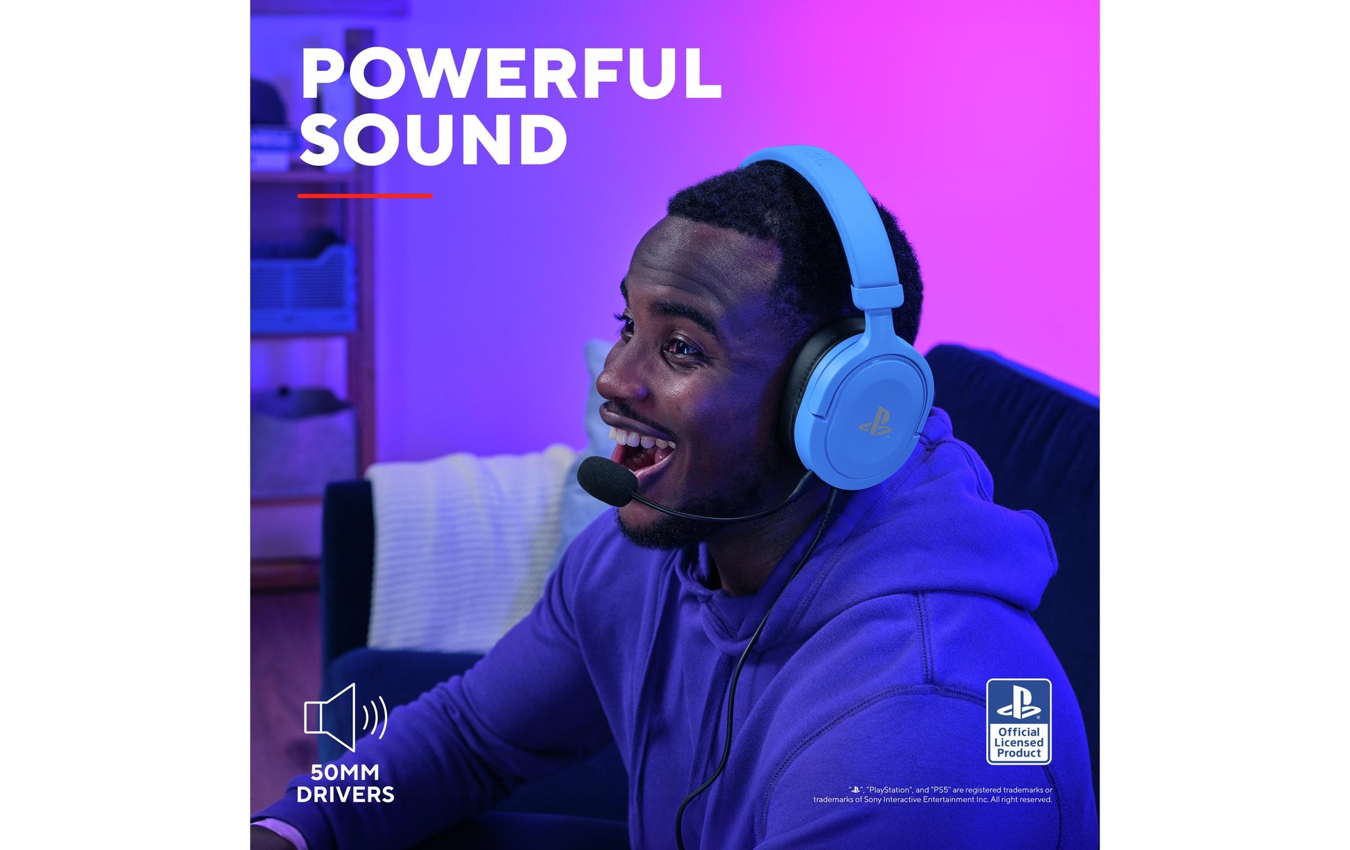 Trust GXT498B Forta Gaming-Headset – Over-Ear, Stereo, 3,5 mm Klinke, für PS5, PS4 und andere, Blau