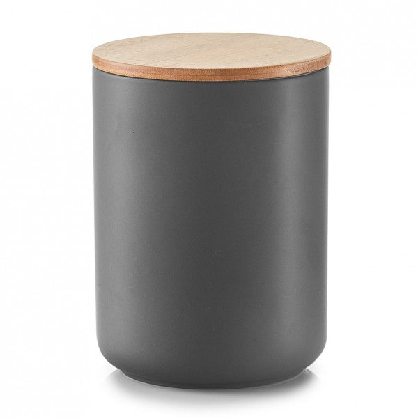 Zeller Present Vorratsdose 1,5 l, Ø 13 × 17,5 cm, Keramik, Bambusdeckel, Anthrazit