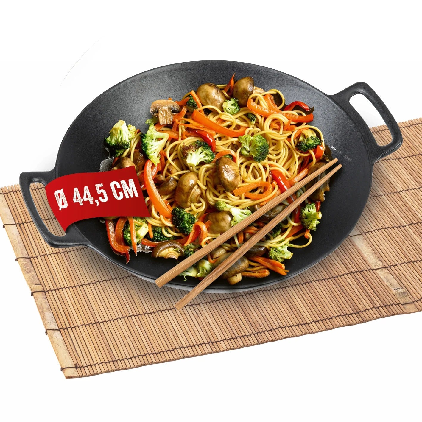 LANDMANN Fonduepfanne 15502 Pure – Ø 44,5 cm, Gusseisen, Emaille, für Grillrost, Schwarz