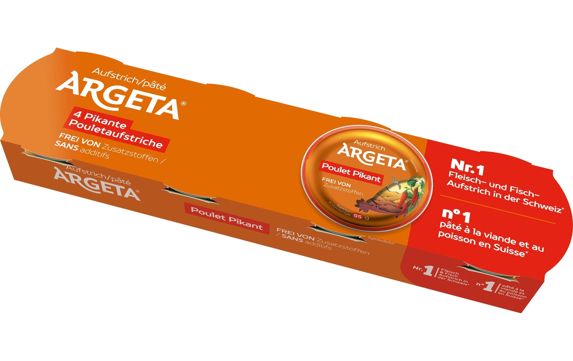 Argeta Geflügelpastete Poulet pikant, glutenfrei – 4×95 g