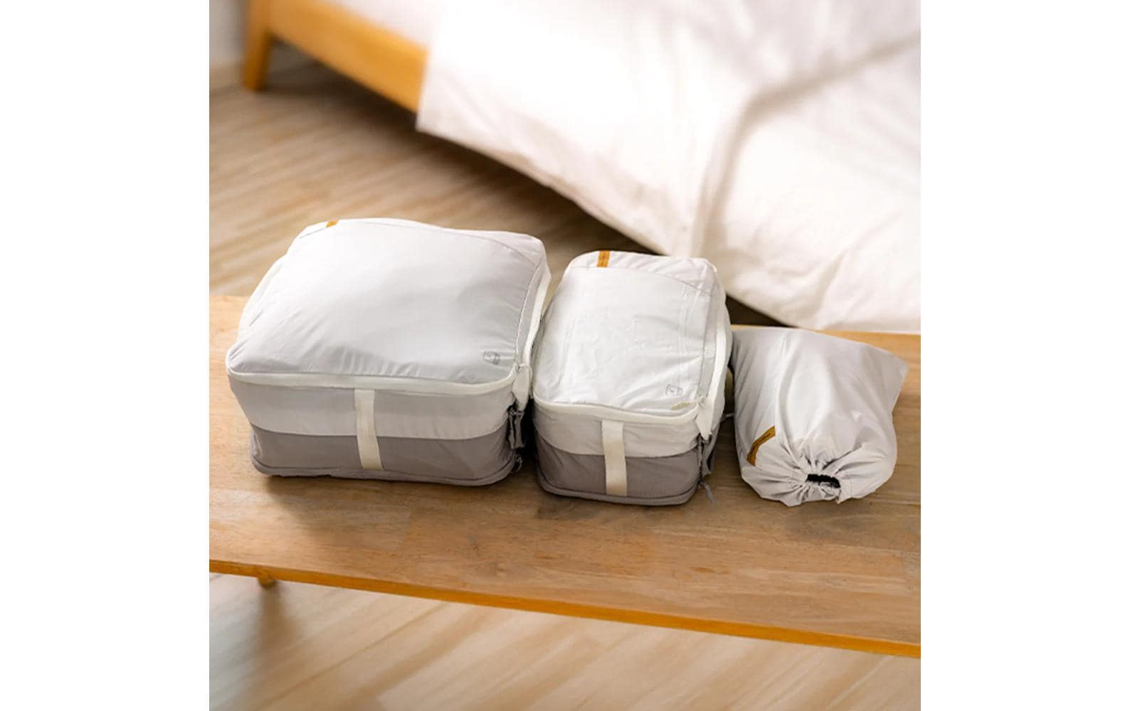 PGYTECH Aufbewahrungs-Set – Reissverschluss, Tragegriff – Grösse S/M/L – Weiss/Grau – Polyester – 3-teilig