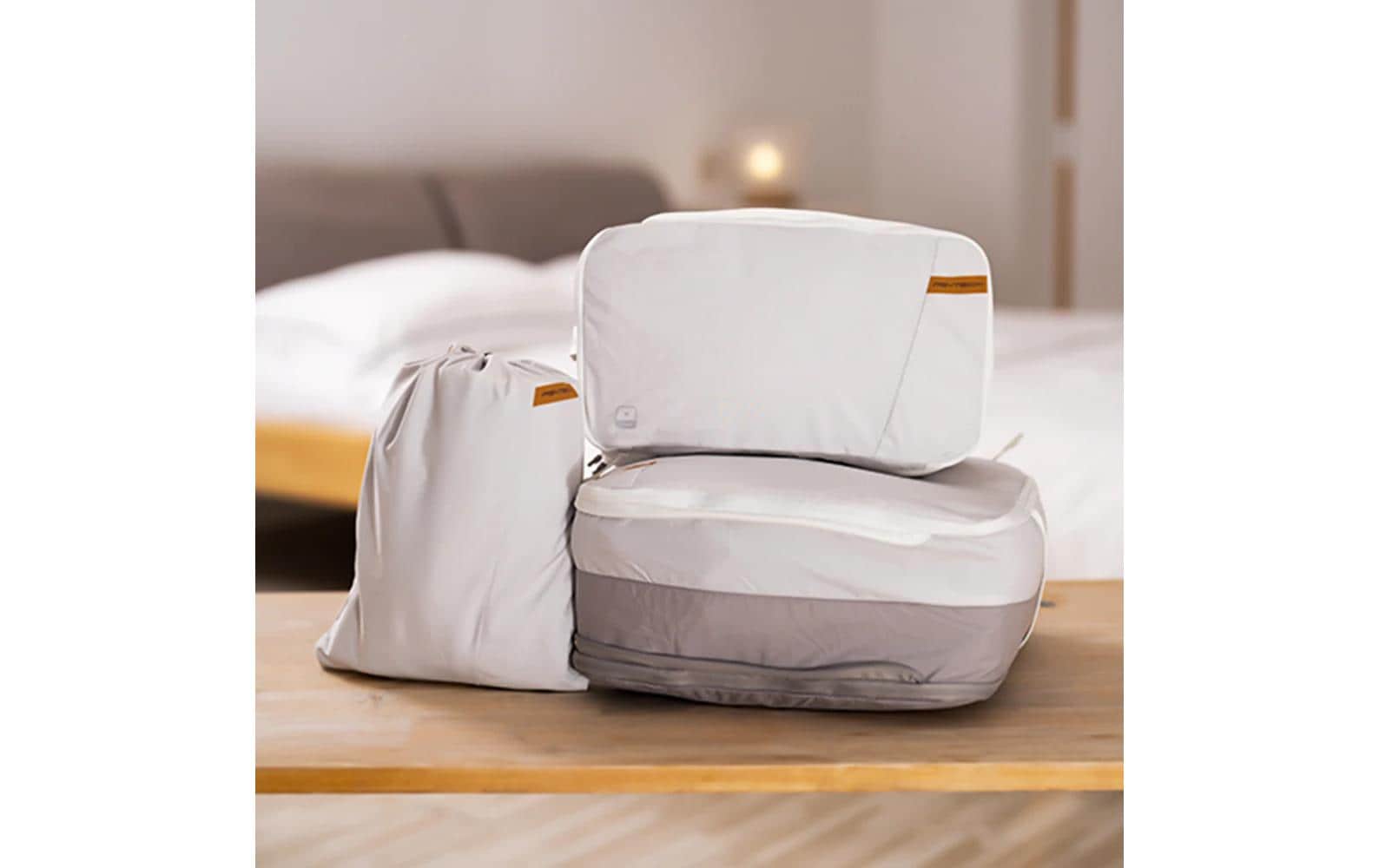 PGYTECH Aufbewahrungs-Set – Reissverschluss, Tragegriff – Grösse S/M/L – Weiss/Grau – Polyester – 3-teilig