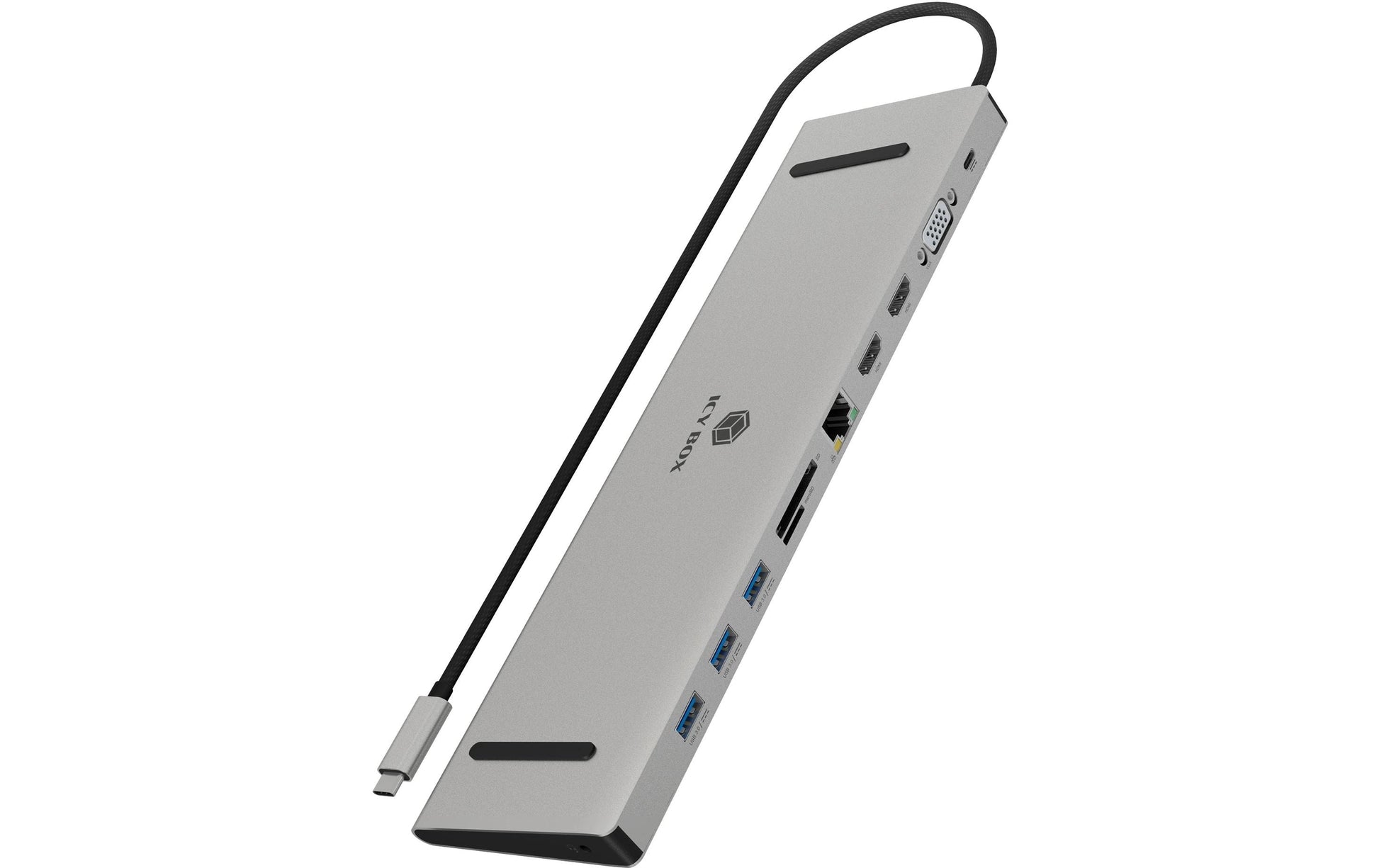 RaidSonic ICY BOX IB-DK2106a-CPD Dockingstation – USB-C, 2× HDMI, 1× VGA, 3× USB-A, GbE, 3,5 mm Audio, für Windows 10
